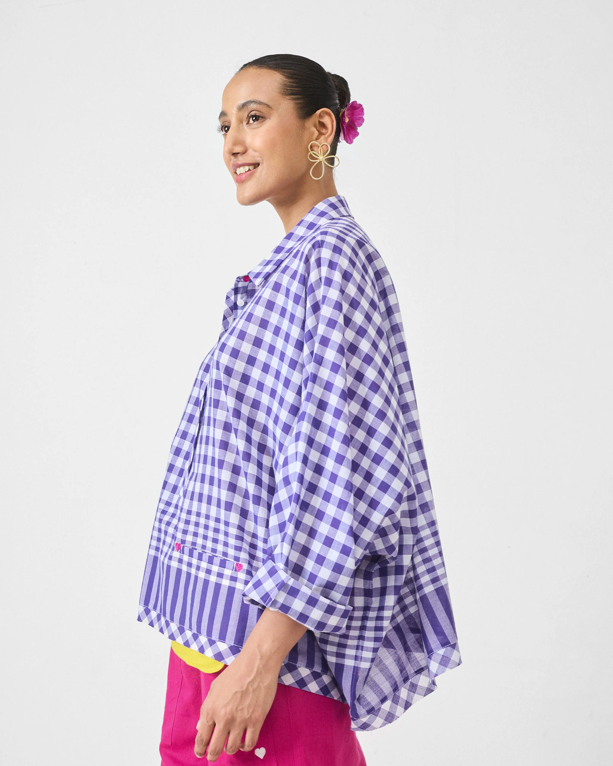 Anna Top - Purple & White Checks - Image 3