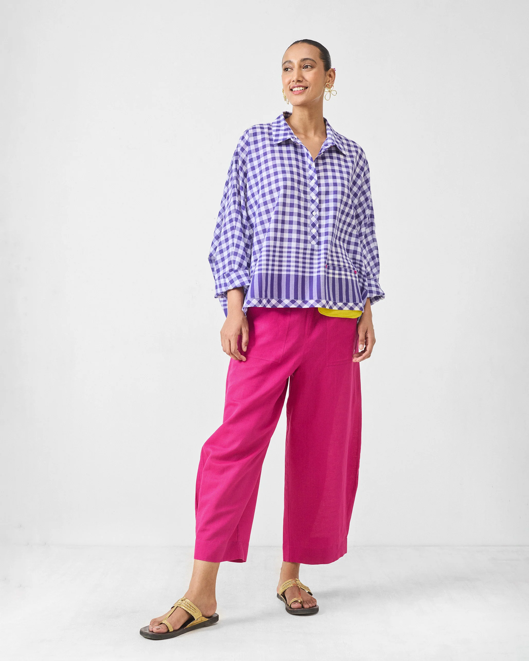 Anna Top - Purple & White Checks - Image 7