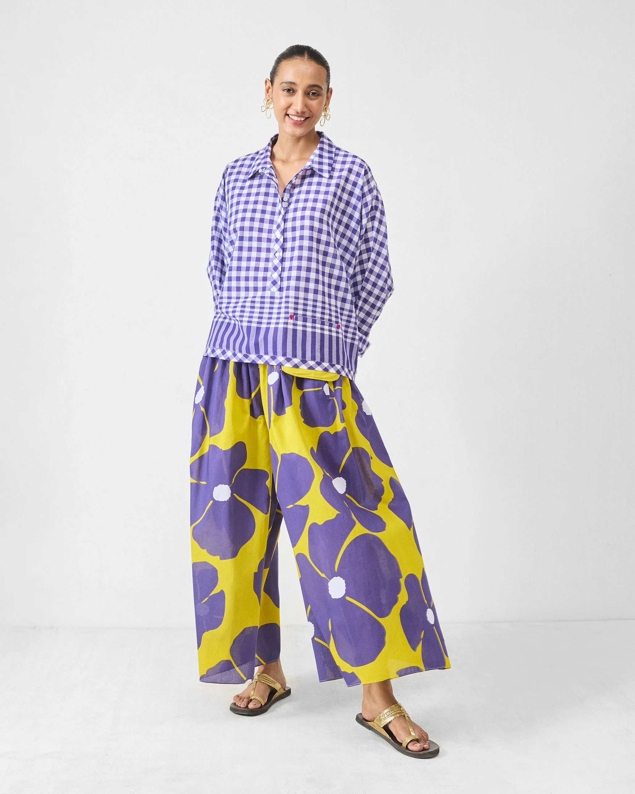 Anna Top - Purple & White Checks - Image 8