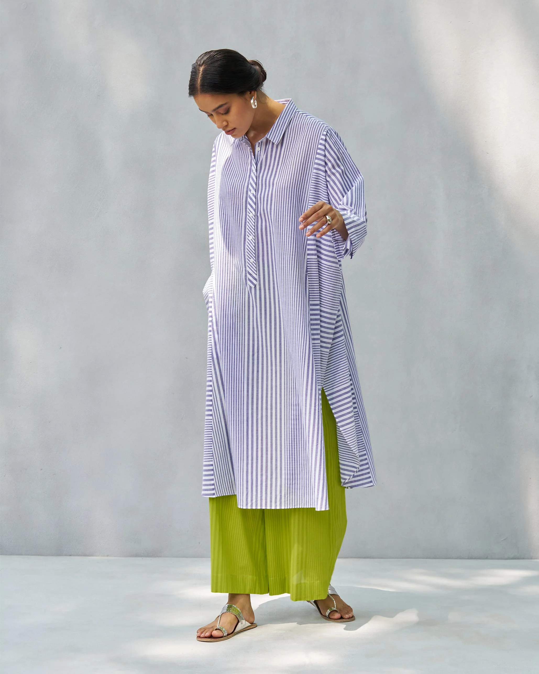 Anti Fit Kurta - Purple & White - Image 3