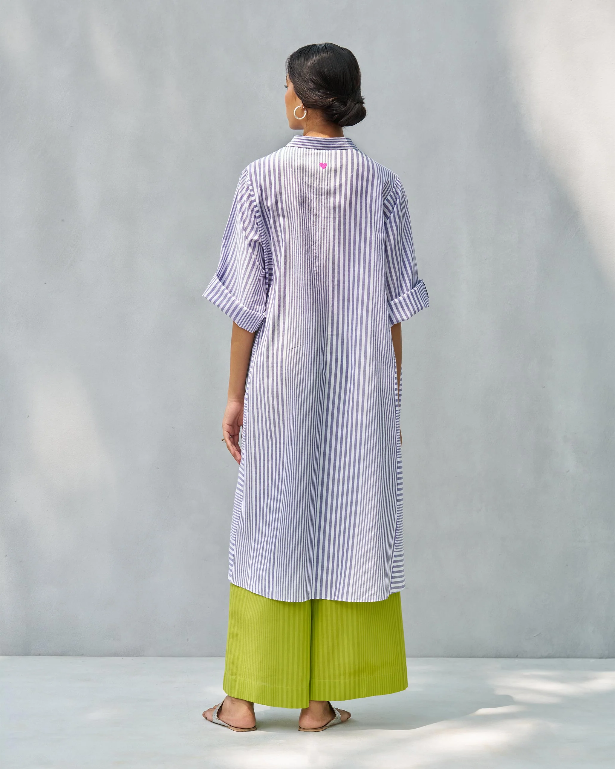 Anti Fit Kurta - Purple & White - Image 4