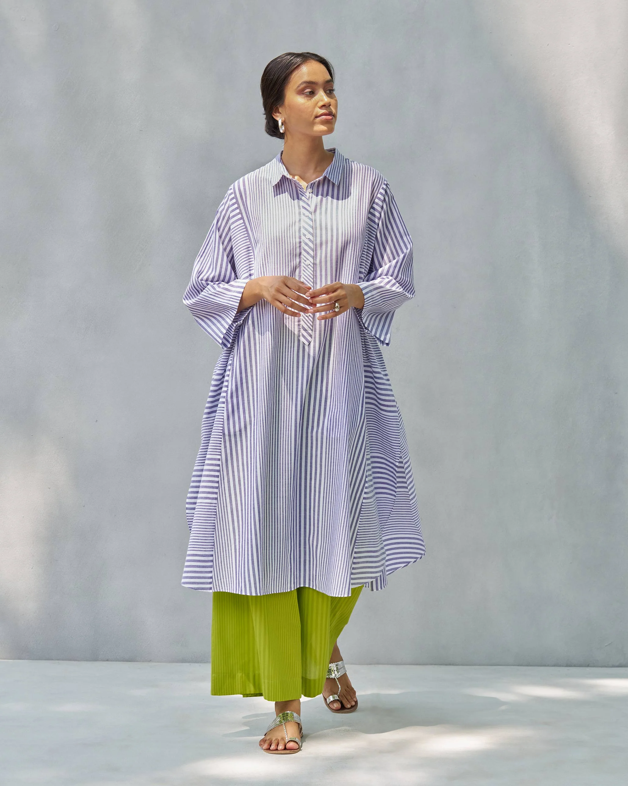 Anti Fit Kurta - Purple & White - Image 5