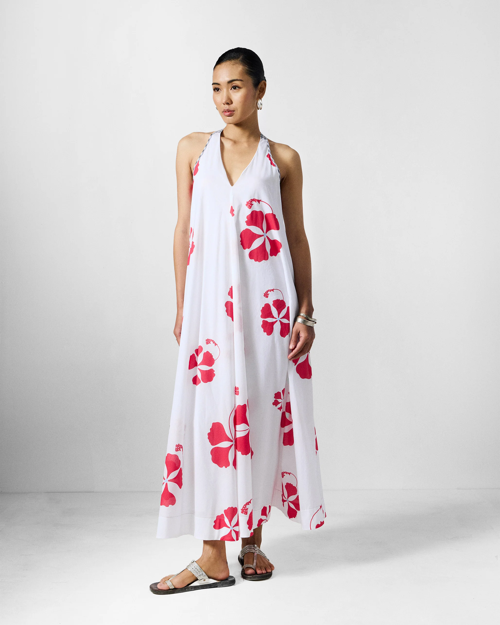 Anya Dress - White & Red Printed - Image 6