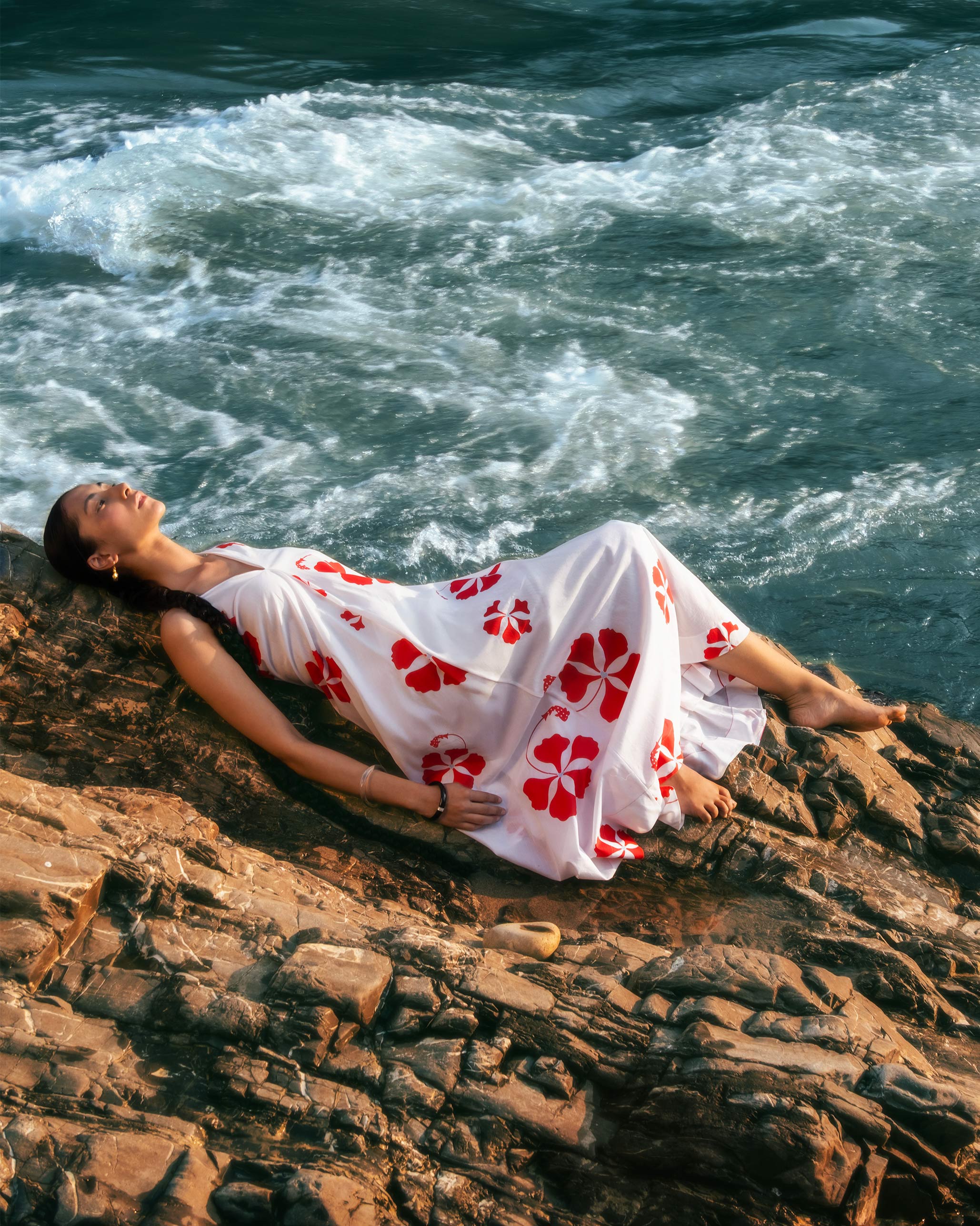 Anya Dress - White & Red Printed - Image 7