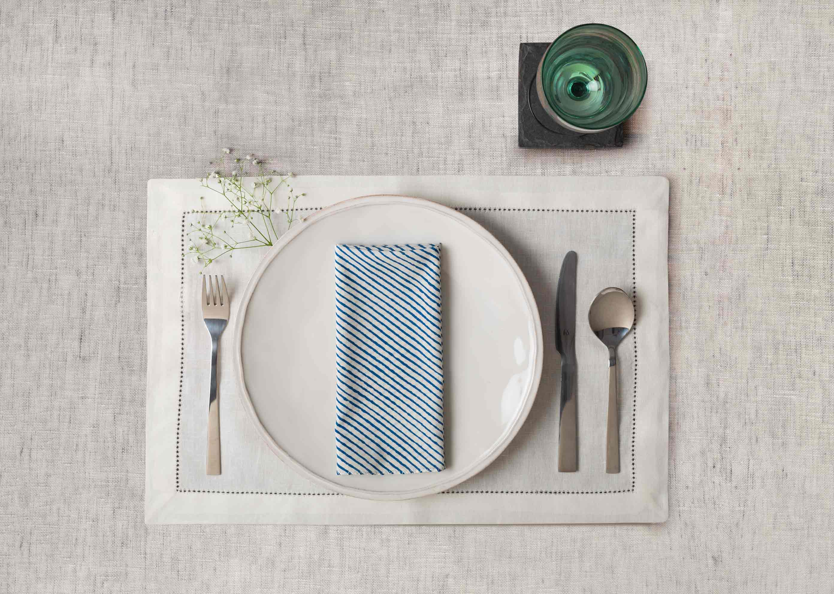 Aozora Stripe Dinner Napkins  (Set of 6) - Dark Blue - Image 3