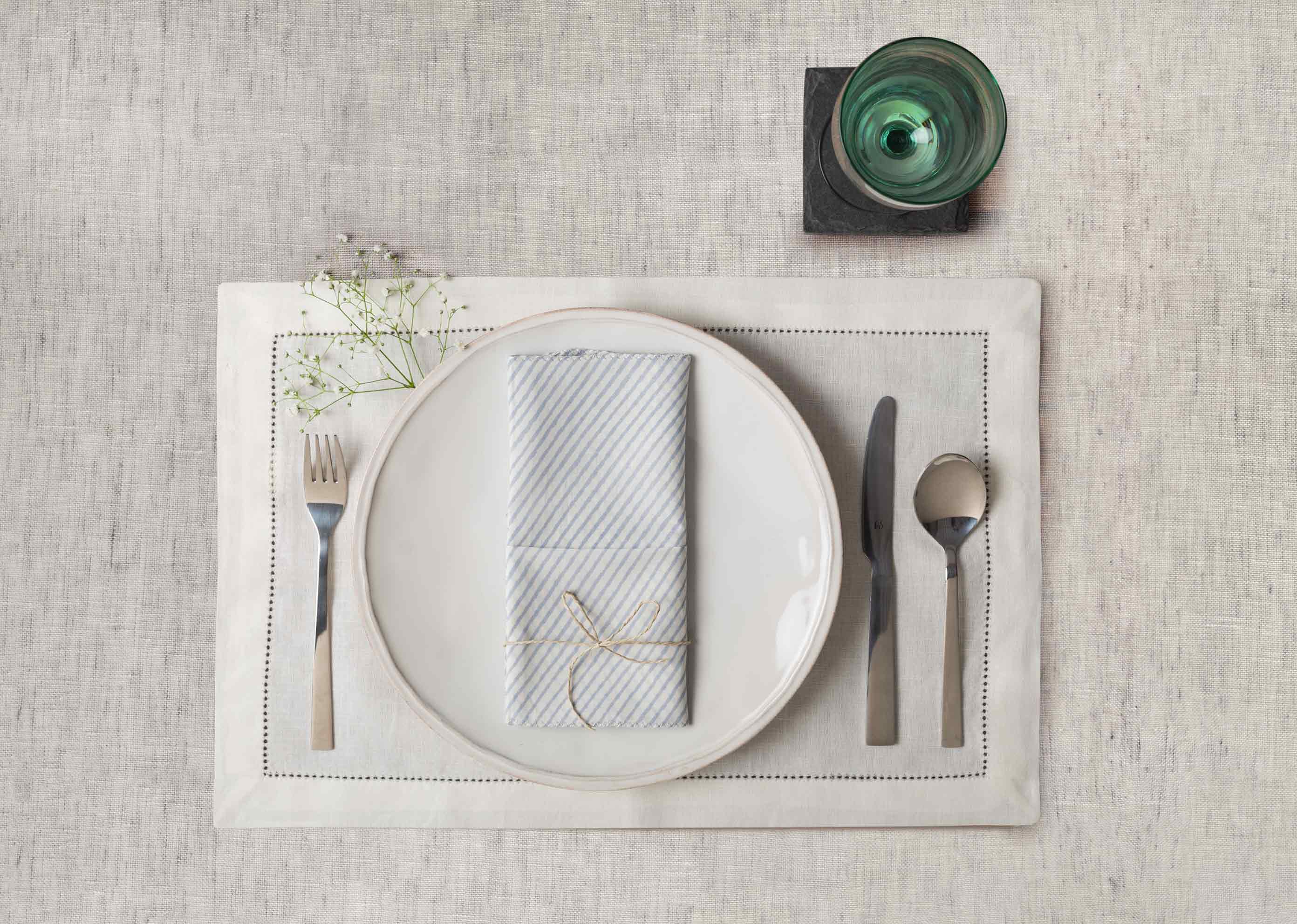 Aozora Stripe Dinner Napkins (Set of 6) - Light Blue - Image 3