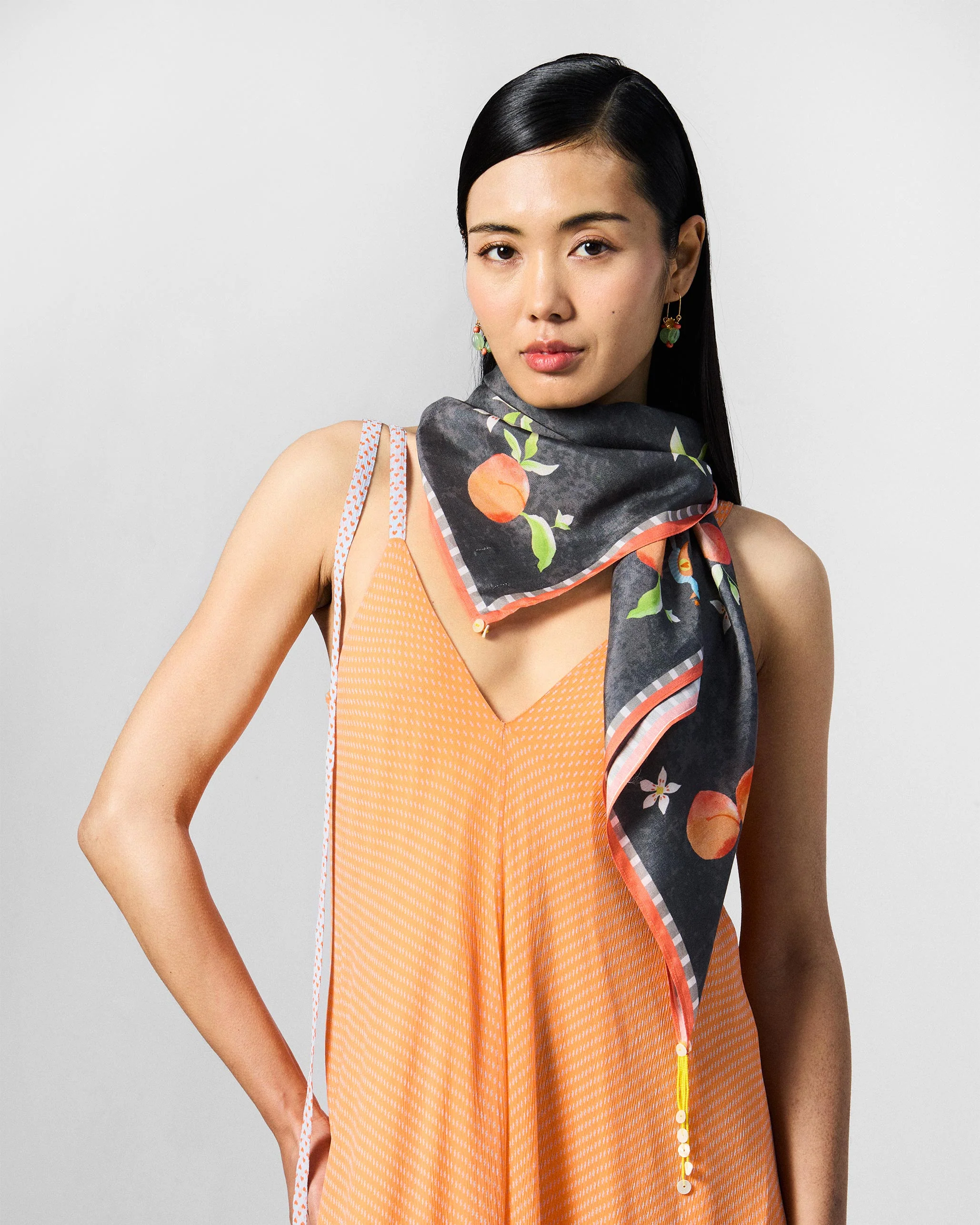 Apricot Scarf - Charcoal & Orange - Image 4