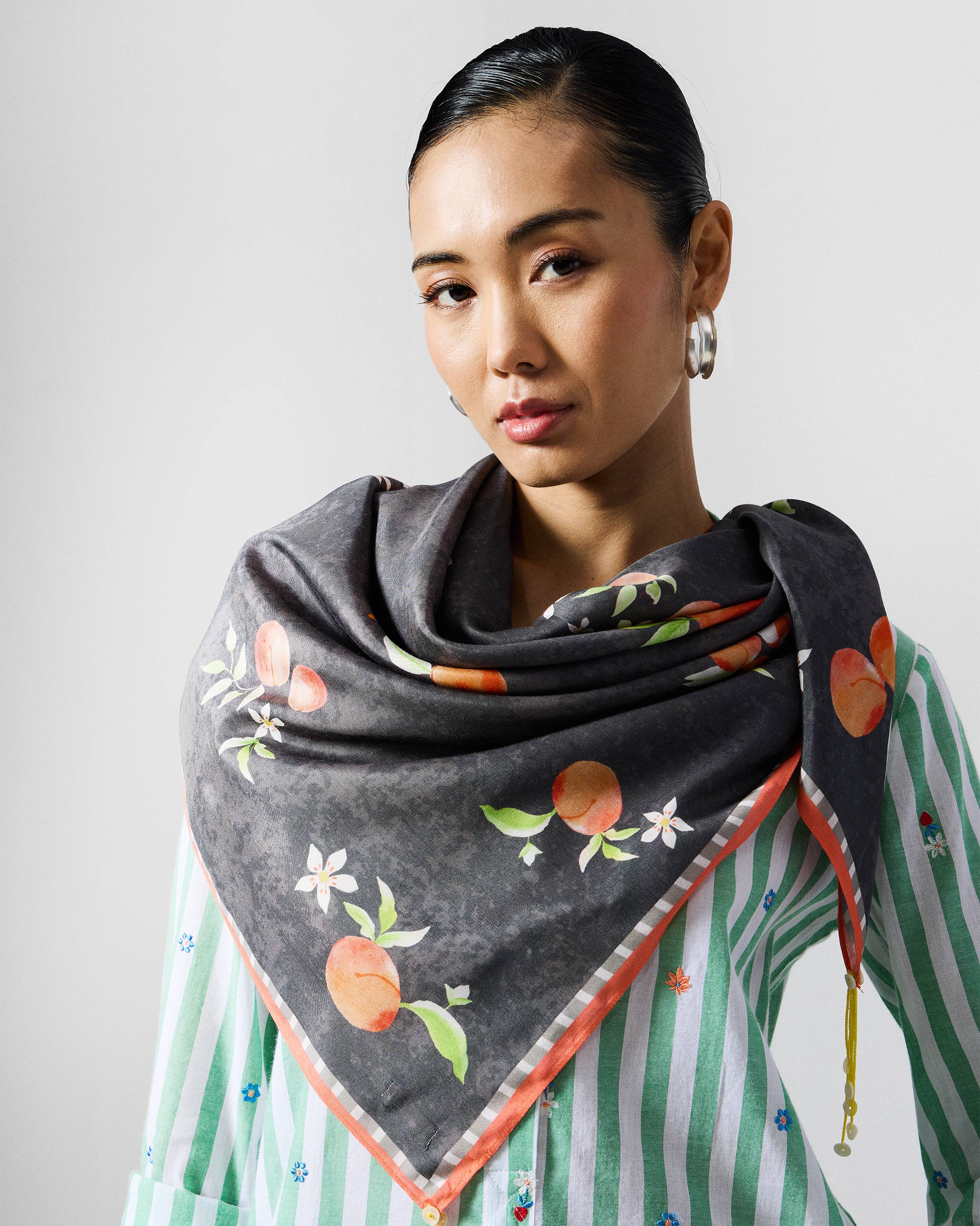 Apricot Scarf - Charcoal & Orange - Image 5