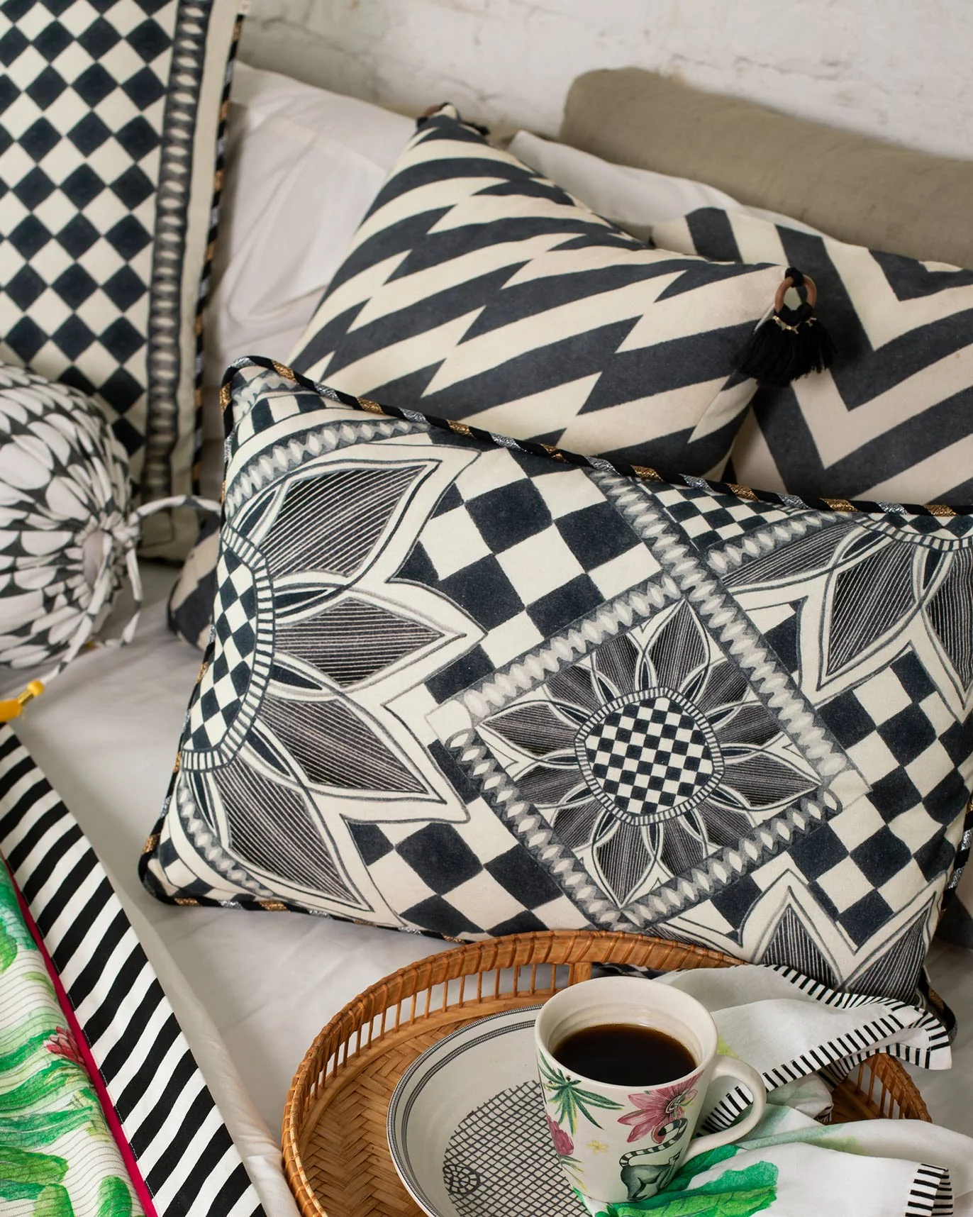 Arabesko Lumbar Cushion Cover - Charcoal - Image 2
