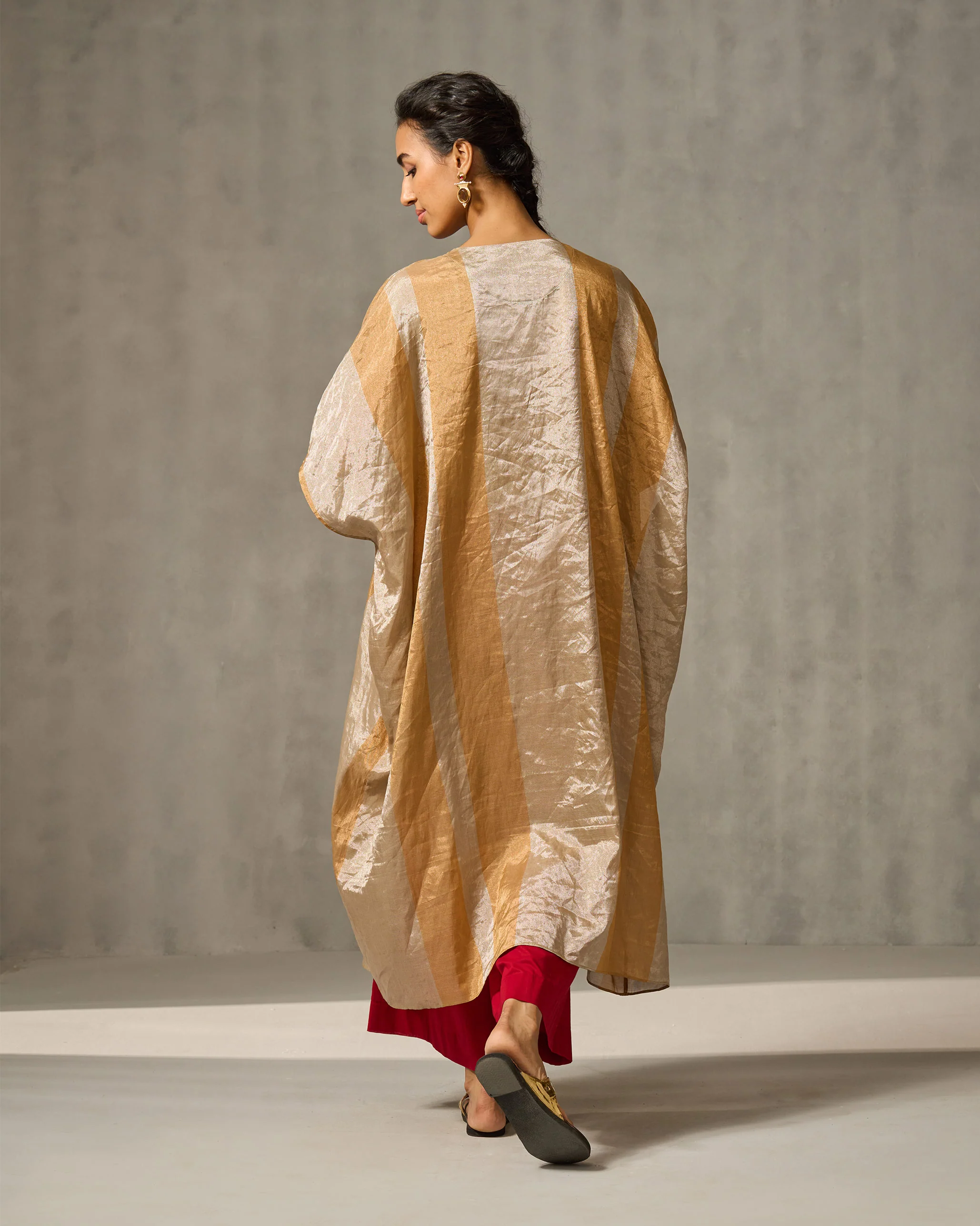 Araya Kaftan - Gold & Silver Stripes - Image 4