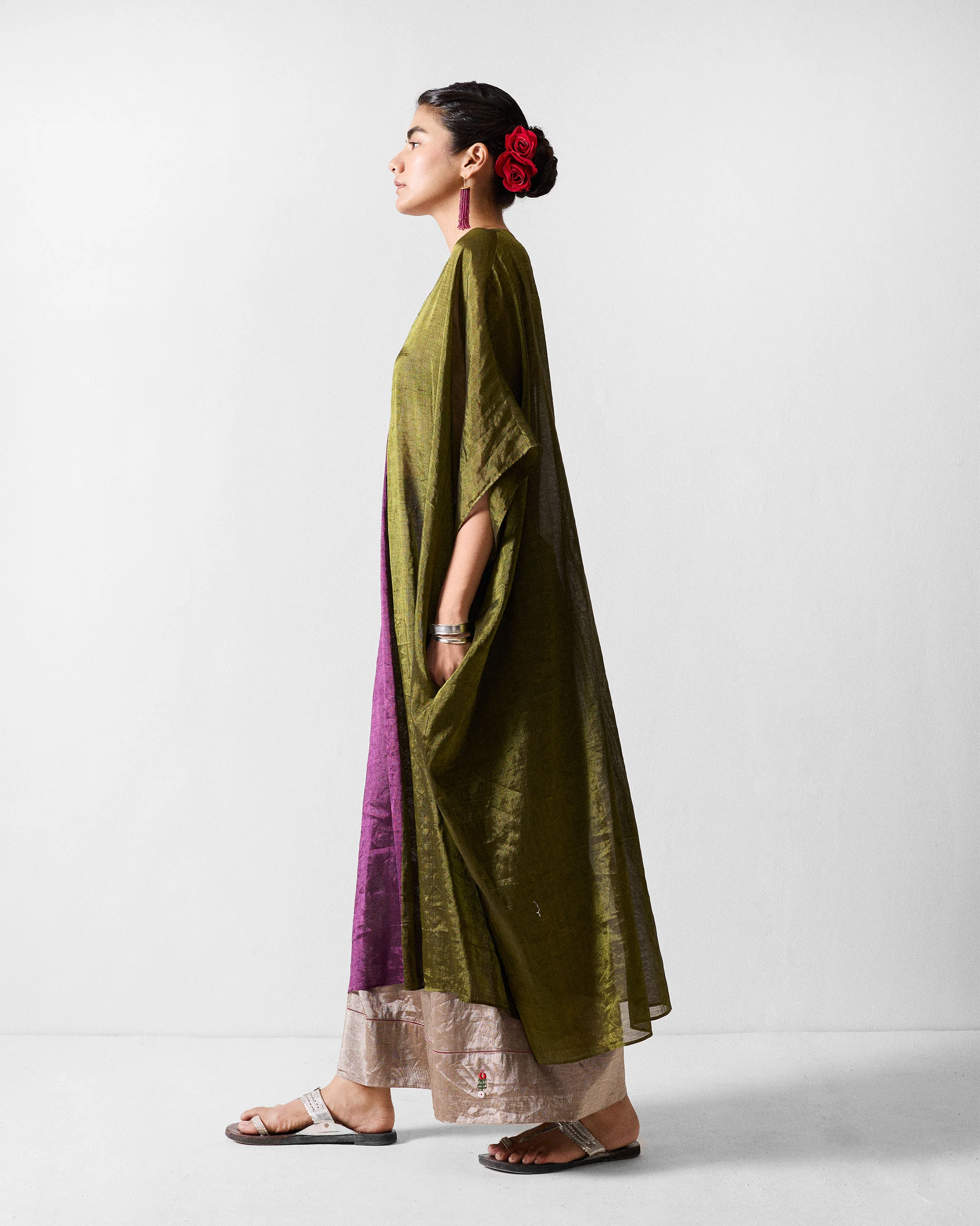 Araya Kaftan - Olive & Purple - Image 4