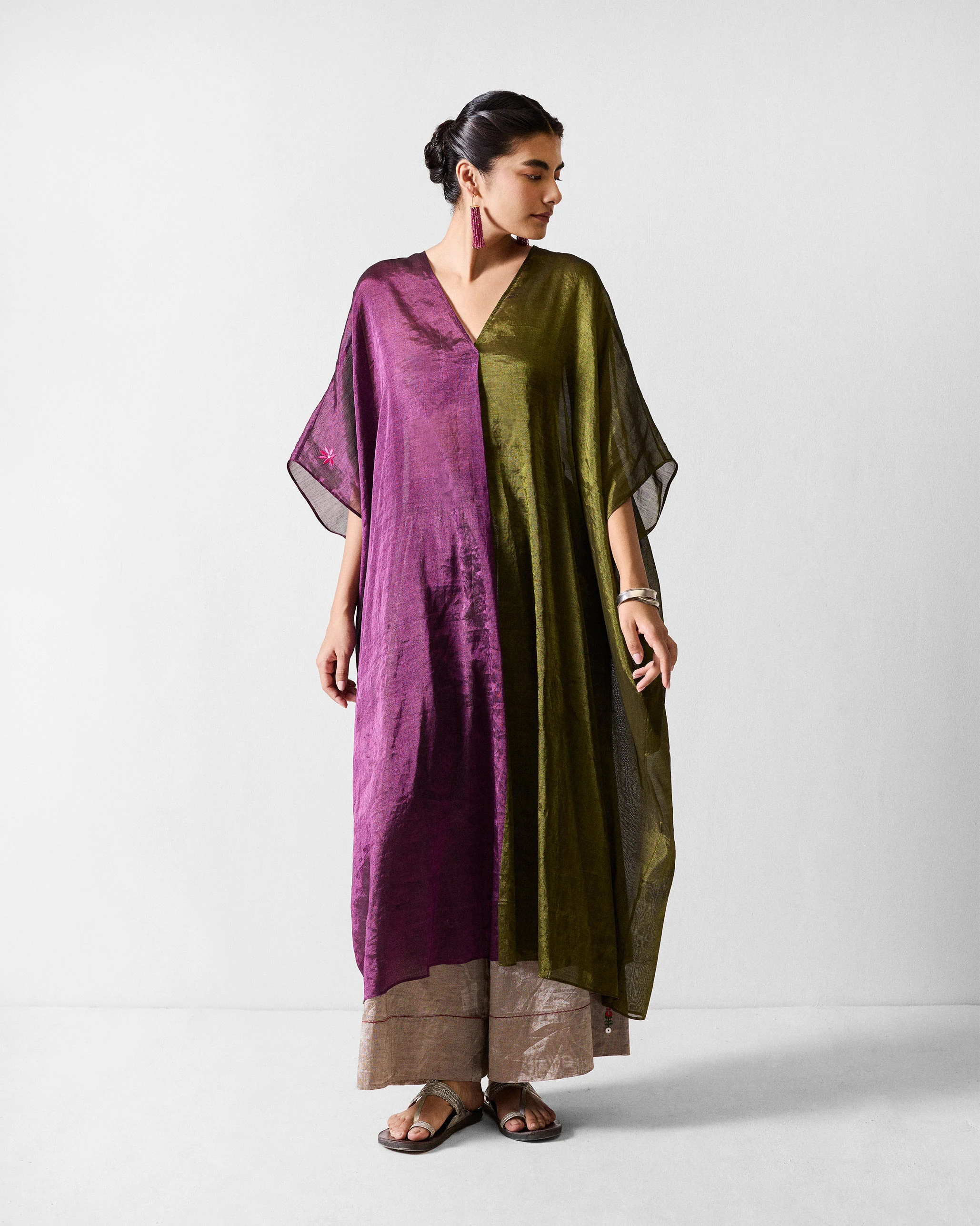 Araya Kaftan - Olive & Purple - Image 5