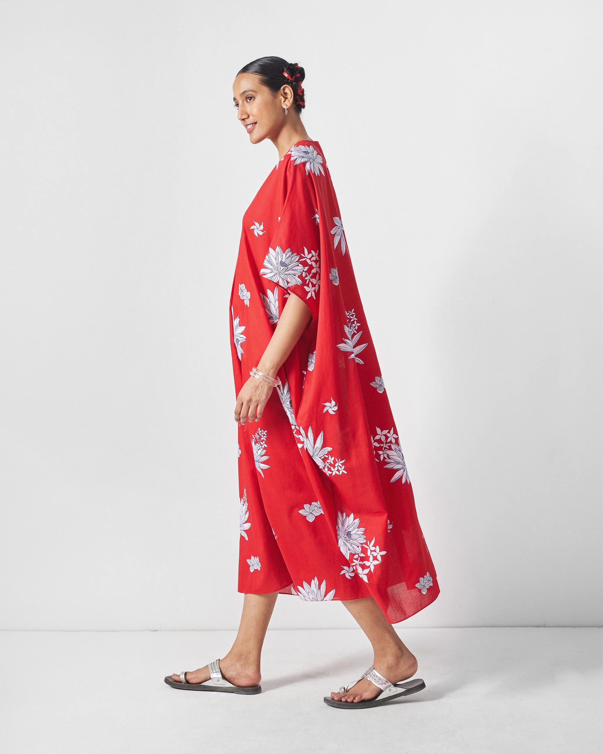 Araya Kaftan - Red & White Print - Image 3