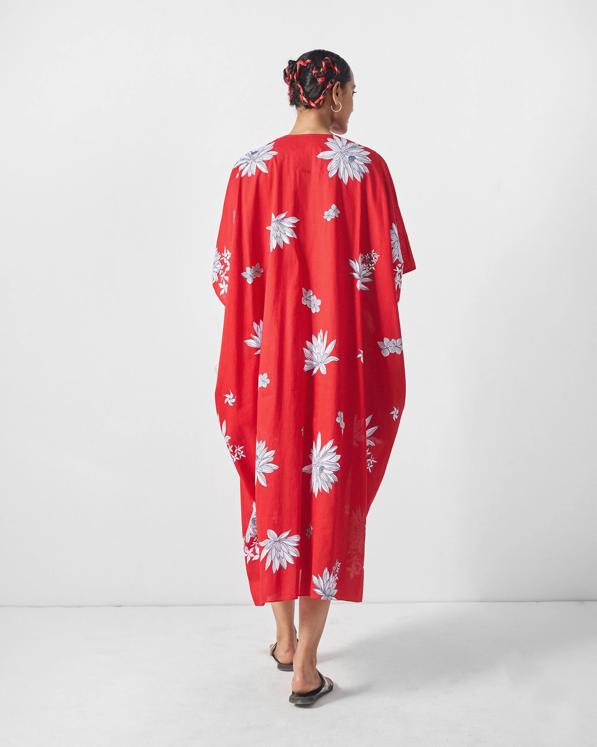 Araya Kaftan - Red & White Print - Image 4