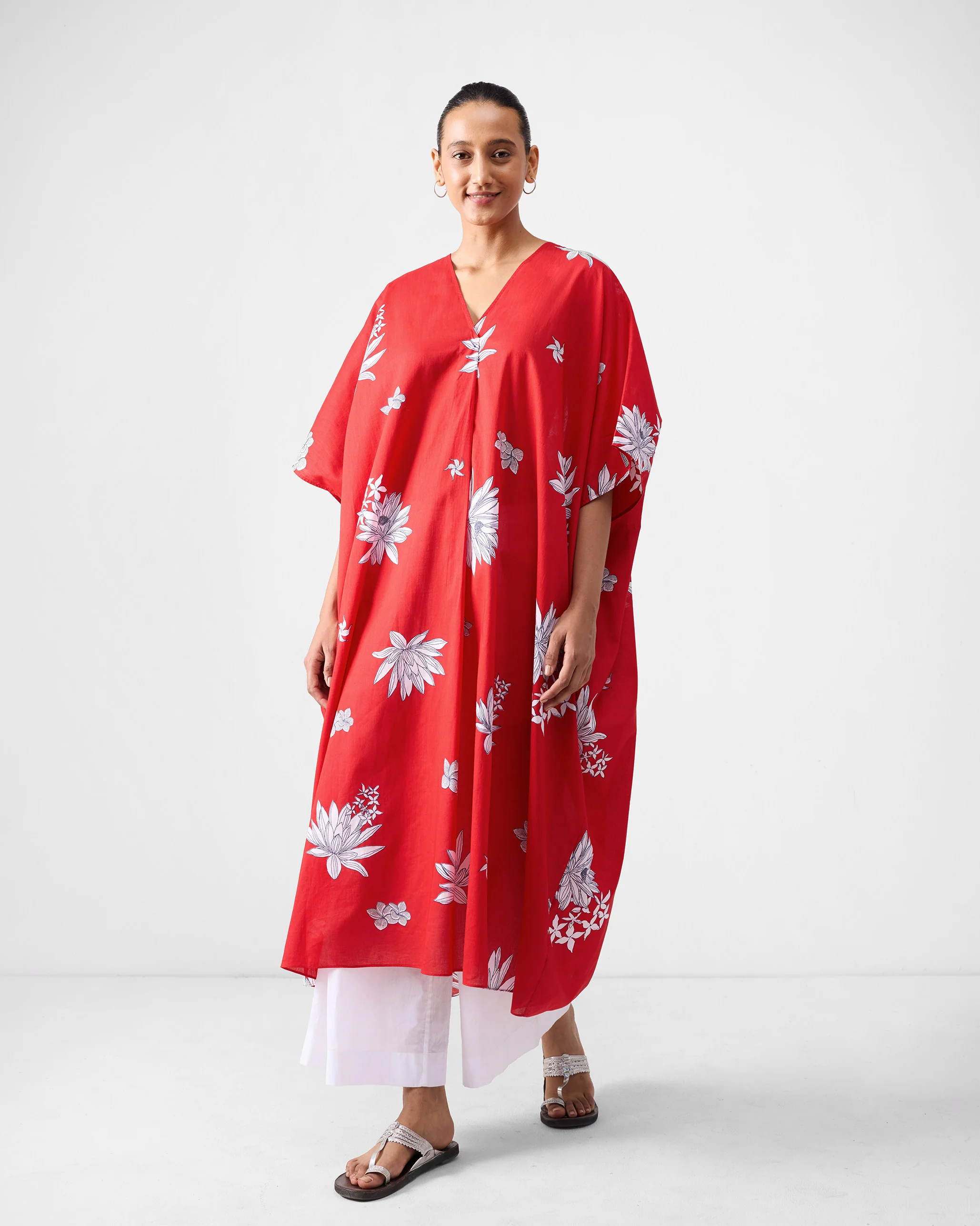 Araya Kaftan - Red & White Print - Image 5