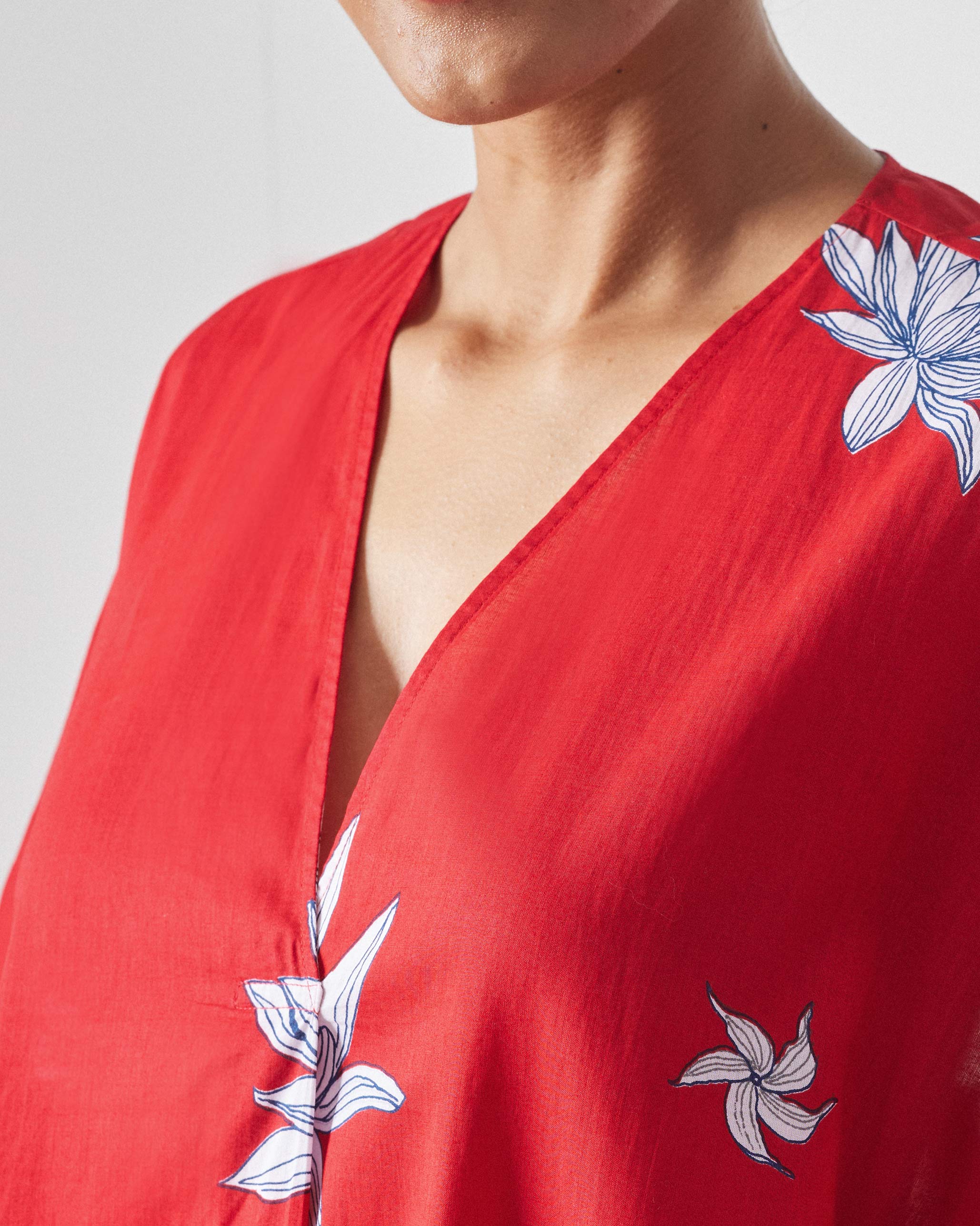 Araya Kaftan - Red & White Print - Image 6