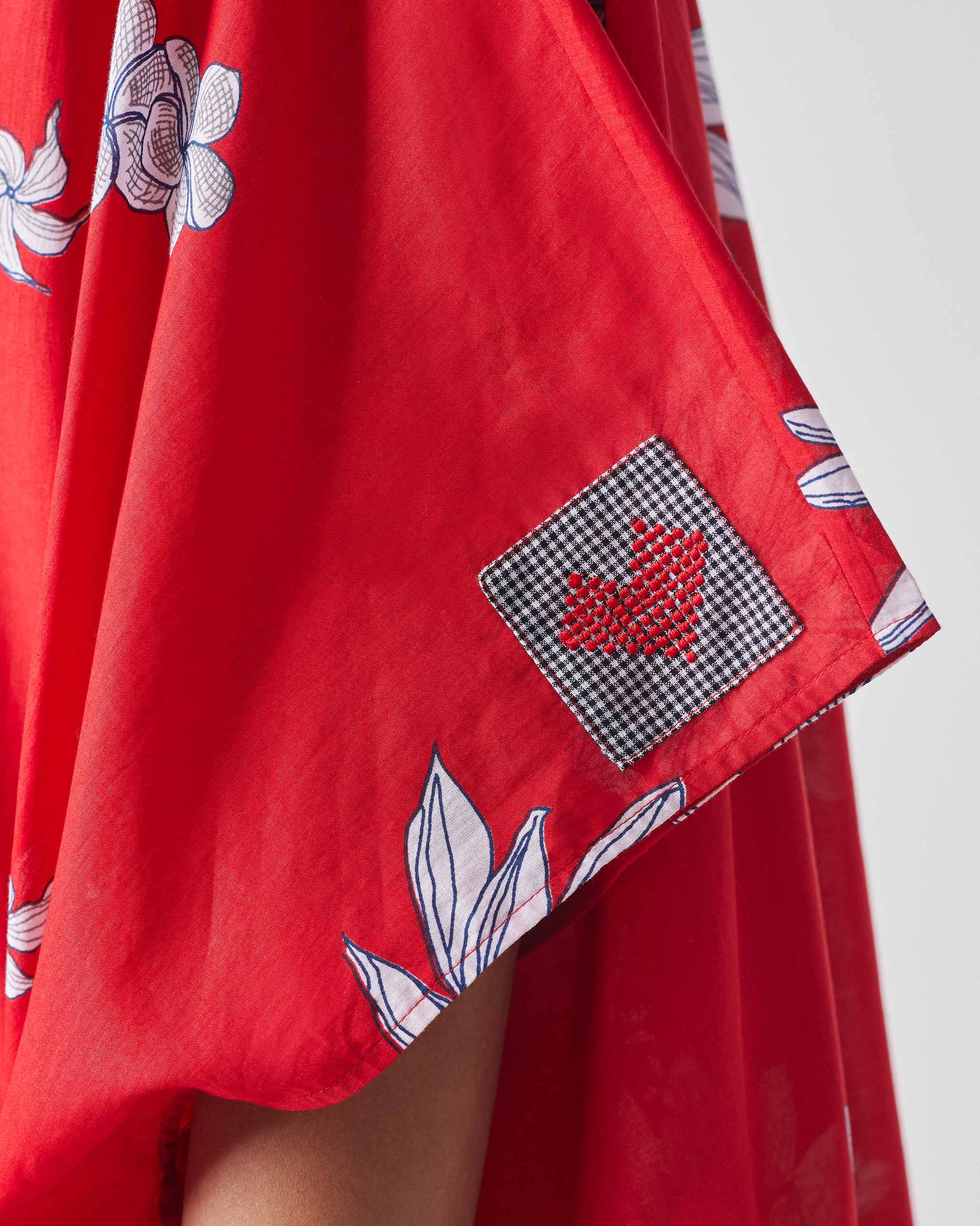 Araya Kaftan - Red & White Print - Image 7