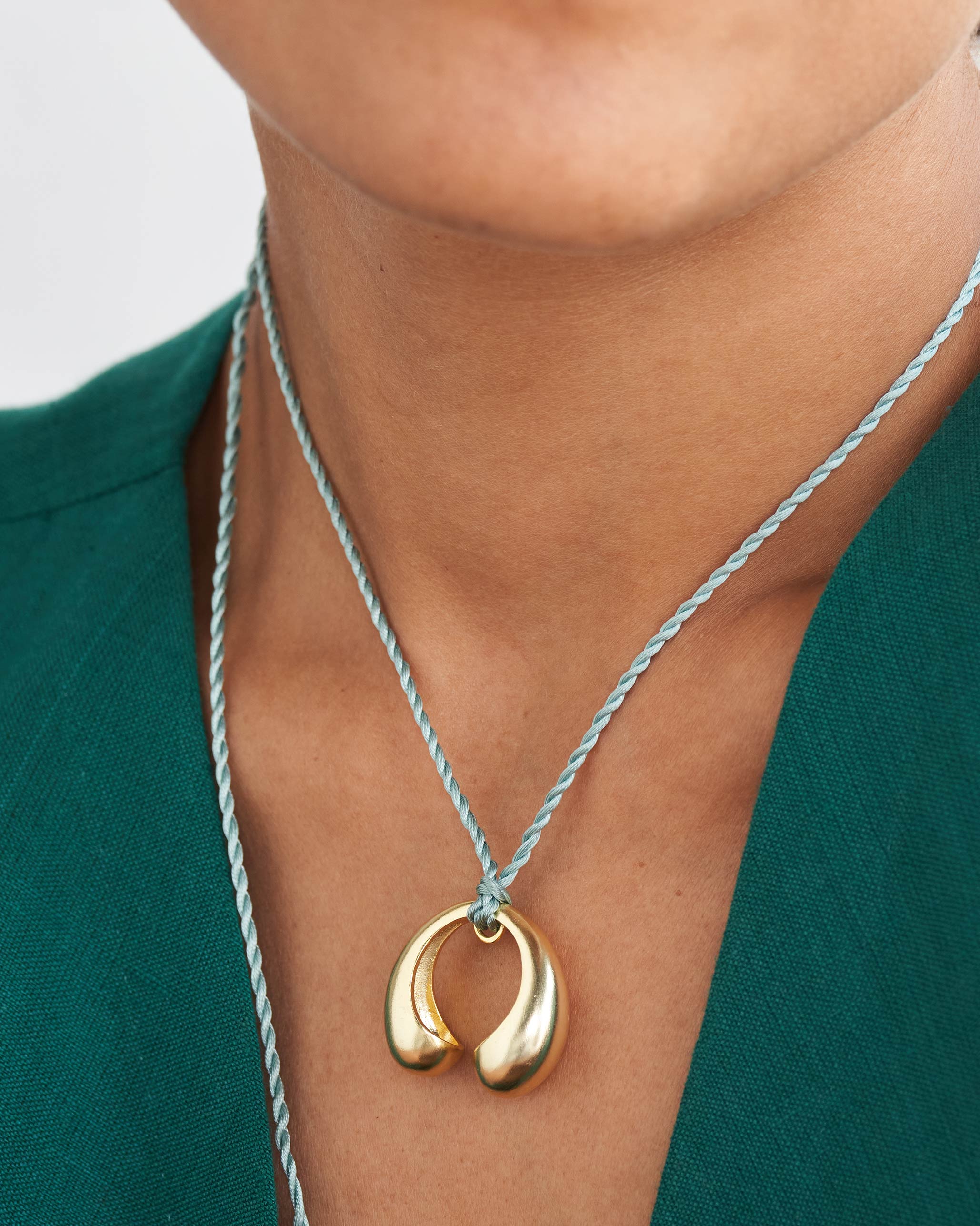 Arch Pendant necklace - Brass & Aqua - Image 2