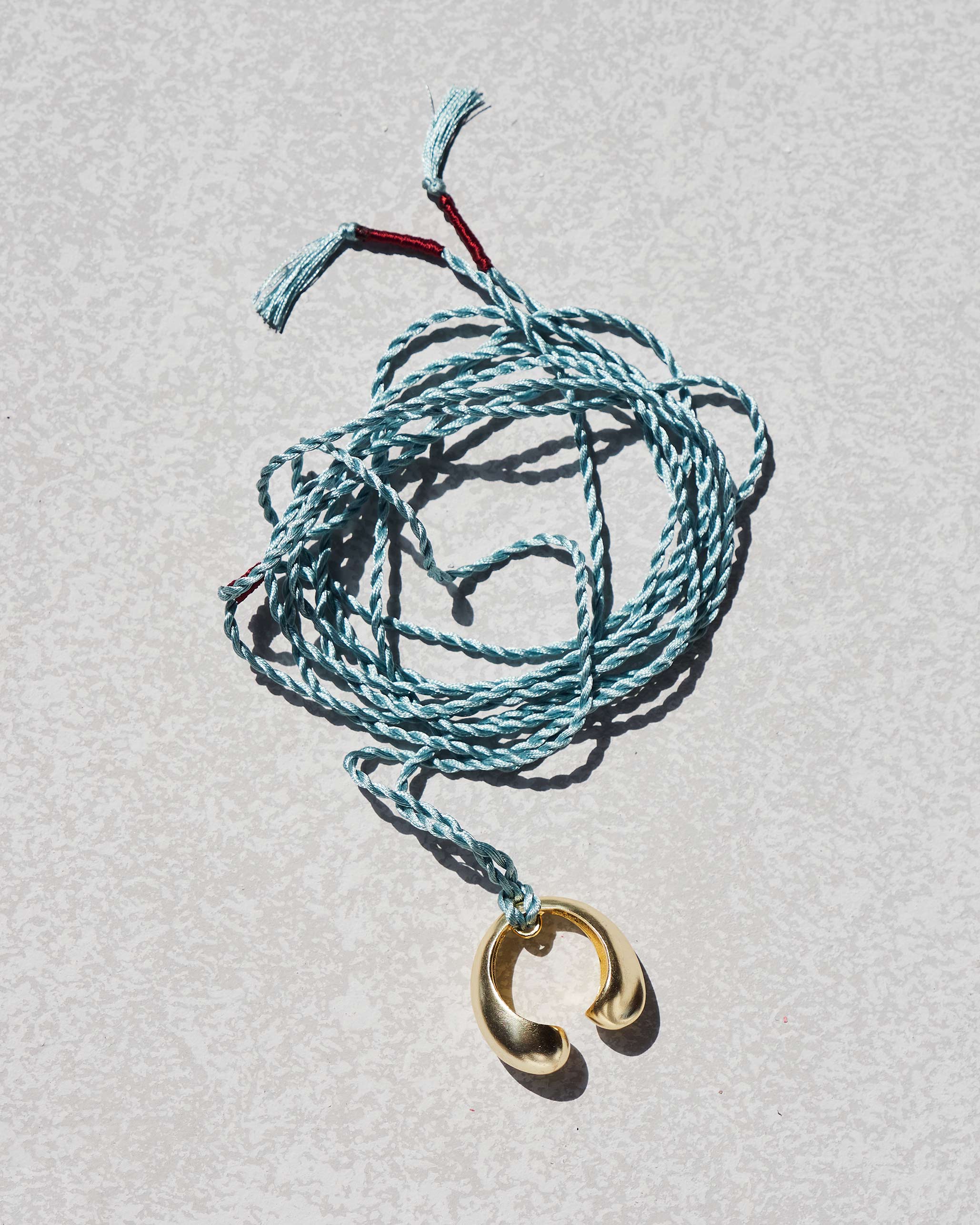 Arch Pendant necklace - Brass & Aqua - Image 3