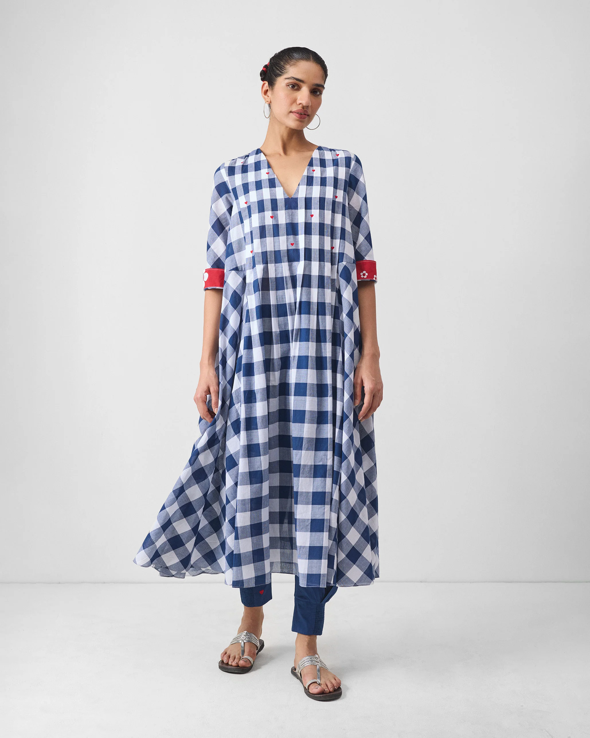 Arigato Kurta - Blue & White Checks - Image 2