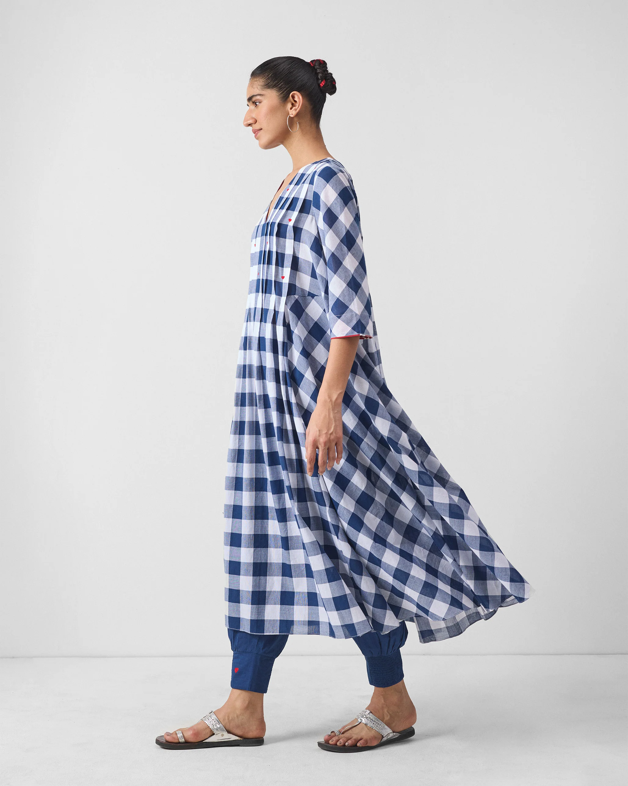 Arigato Kurta - Blue & White Checks - Image 3