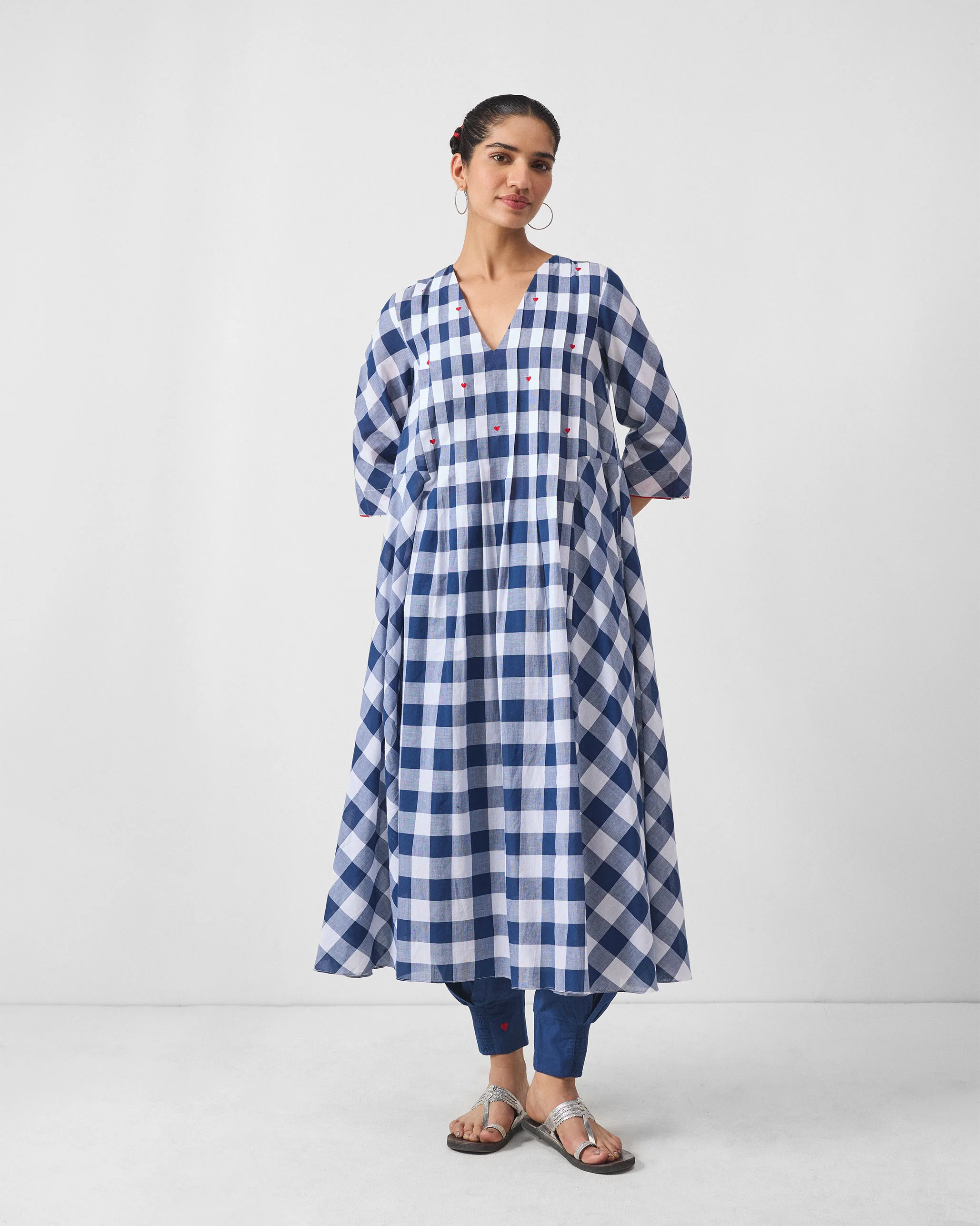 Arigato Kurta - Blue & White Checks - Image 4
