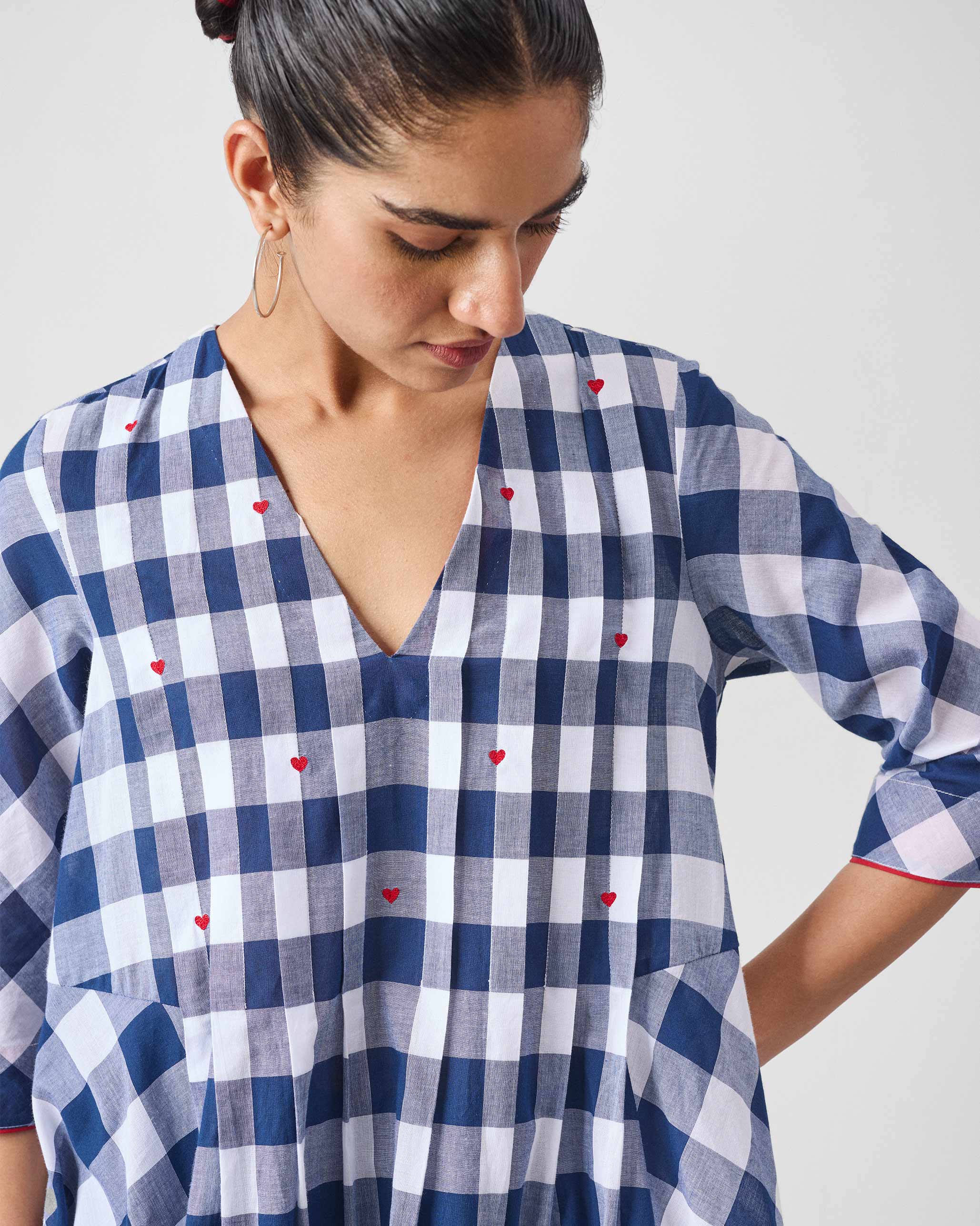 Arigato Kurta - Blue & White Checks - Image 6