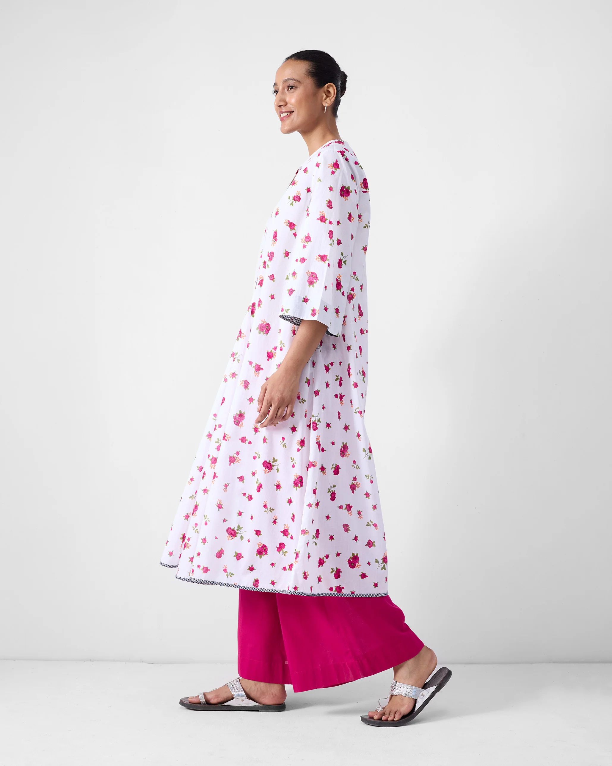 Arina Kurta - White & Fuchsia Print - Image 6