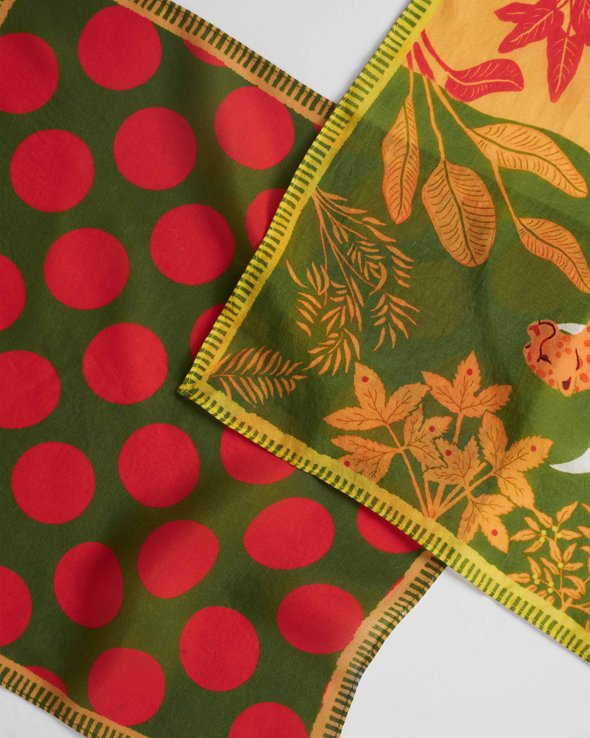 Arka Pocket Square - Olive & Red - Image 2