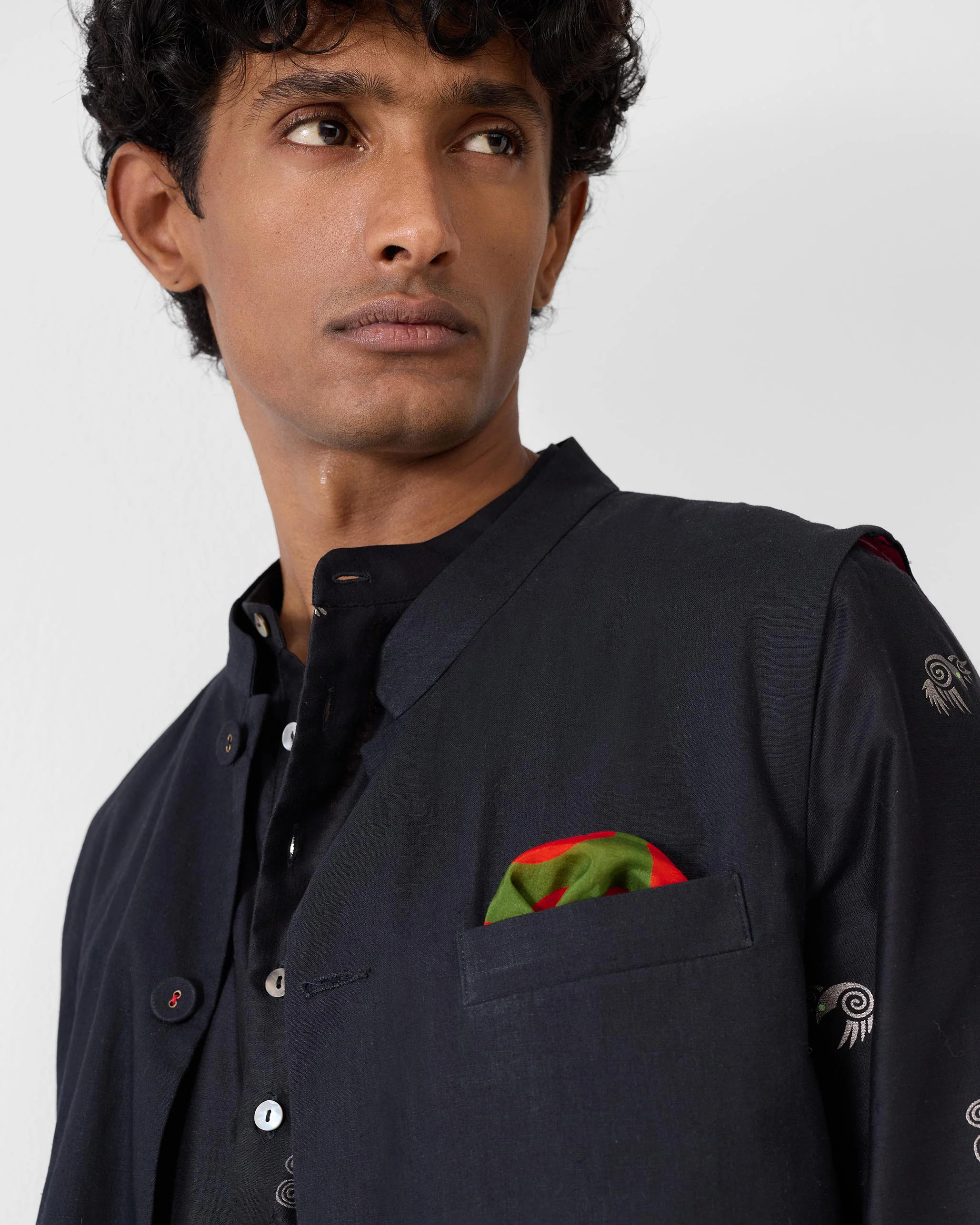 Arka Pocket Square - Olive & Red - Image 5