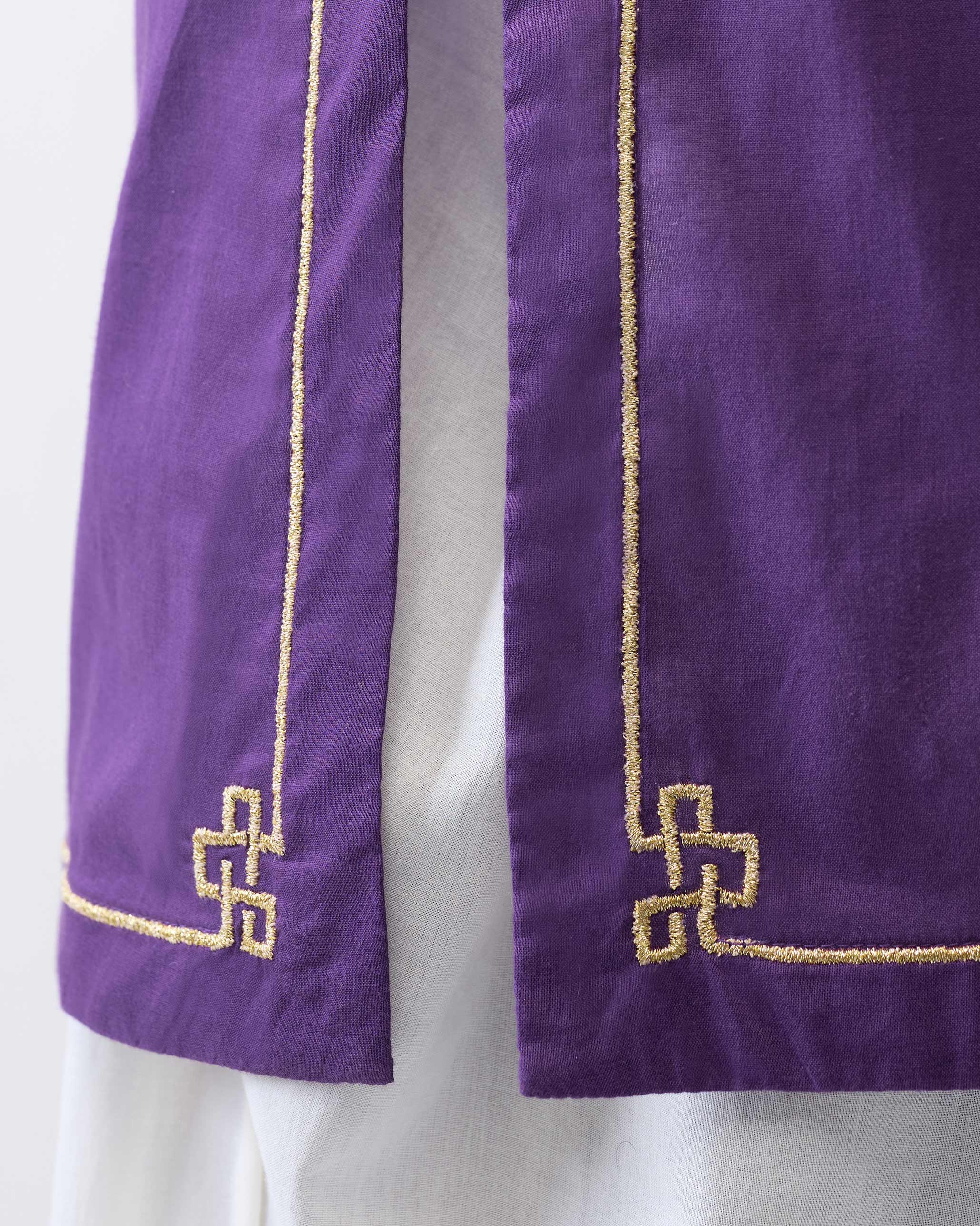 Arrham Kurta - Purple Embroidered - Image 6