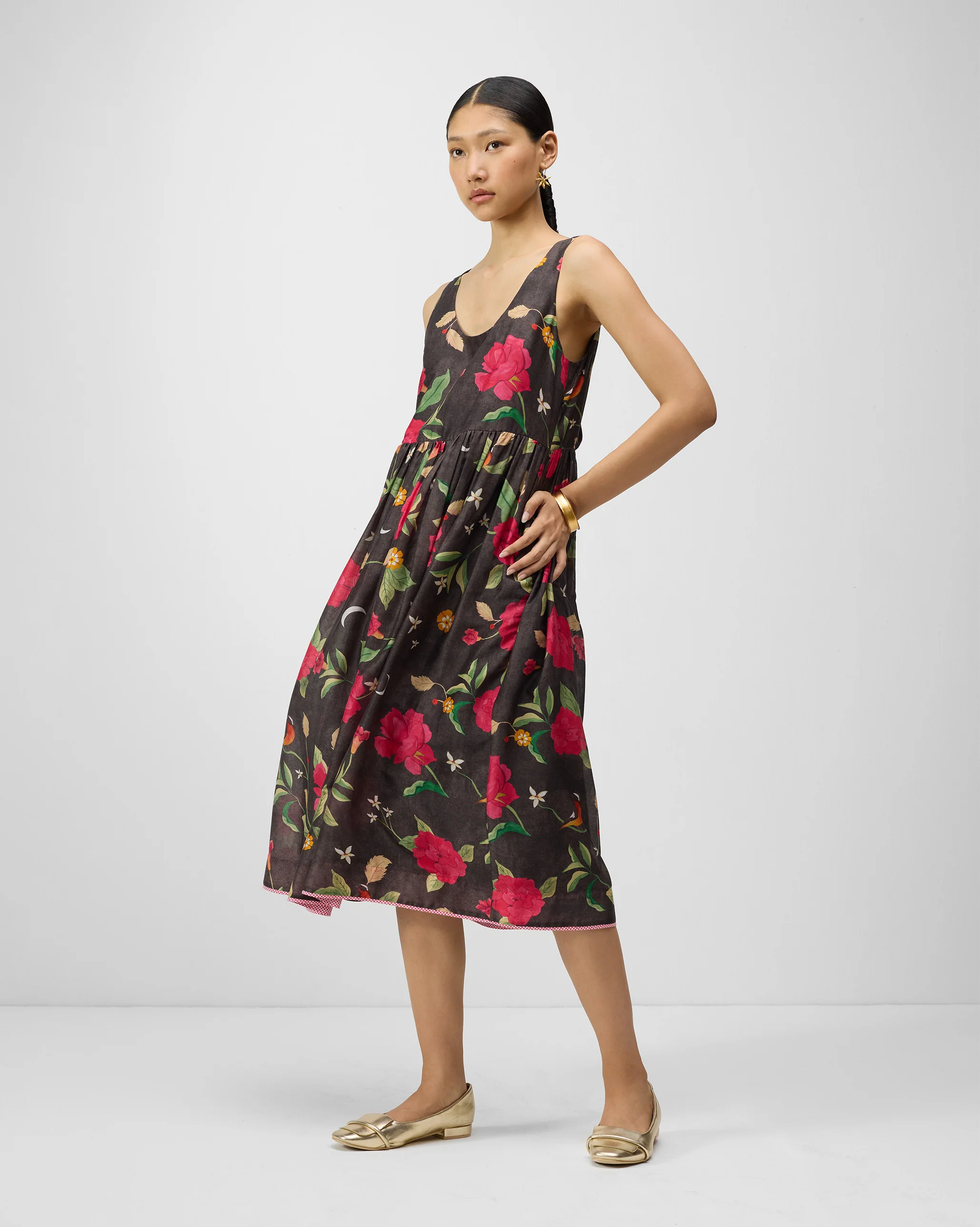 Ashwini Dress - Charcoal & Watermelon Print - Image 2