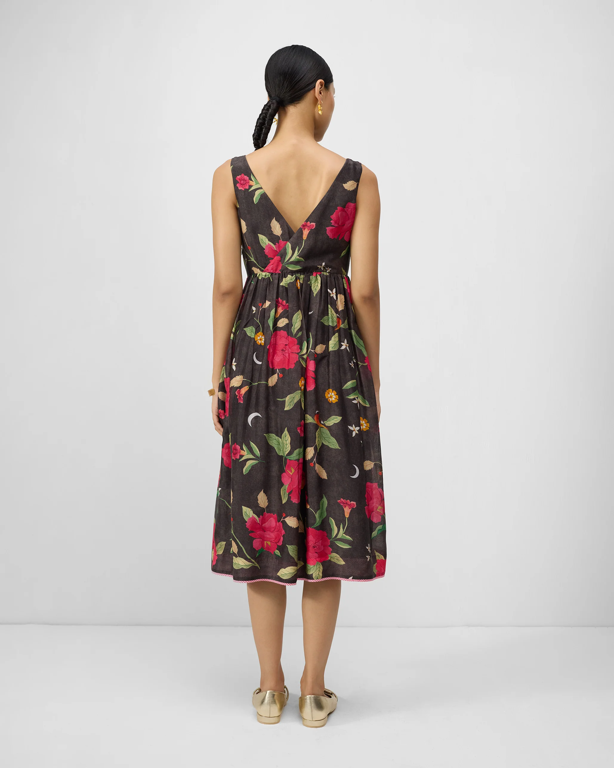 Ashwini Dress - Charcoal & Watermelon Print - Image 3
