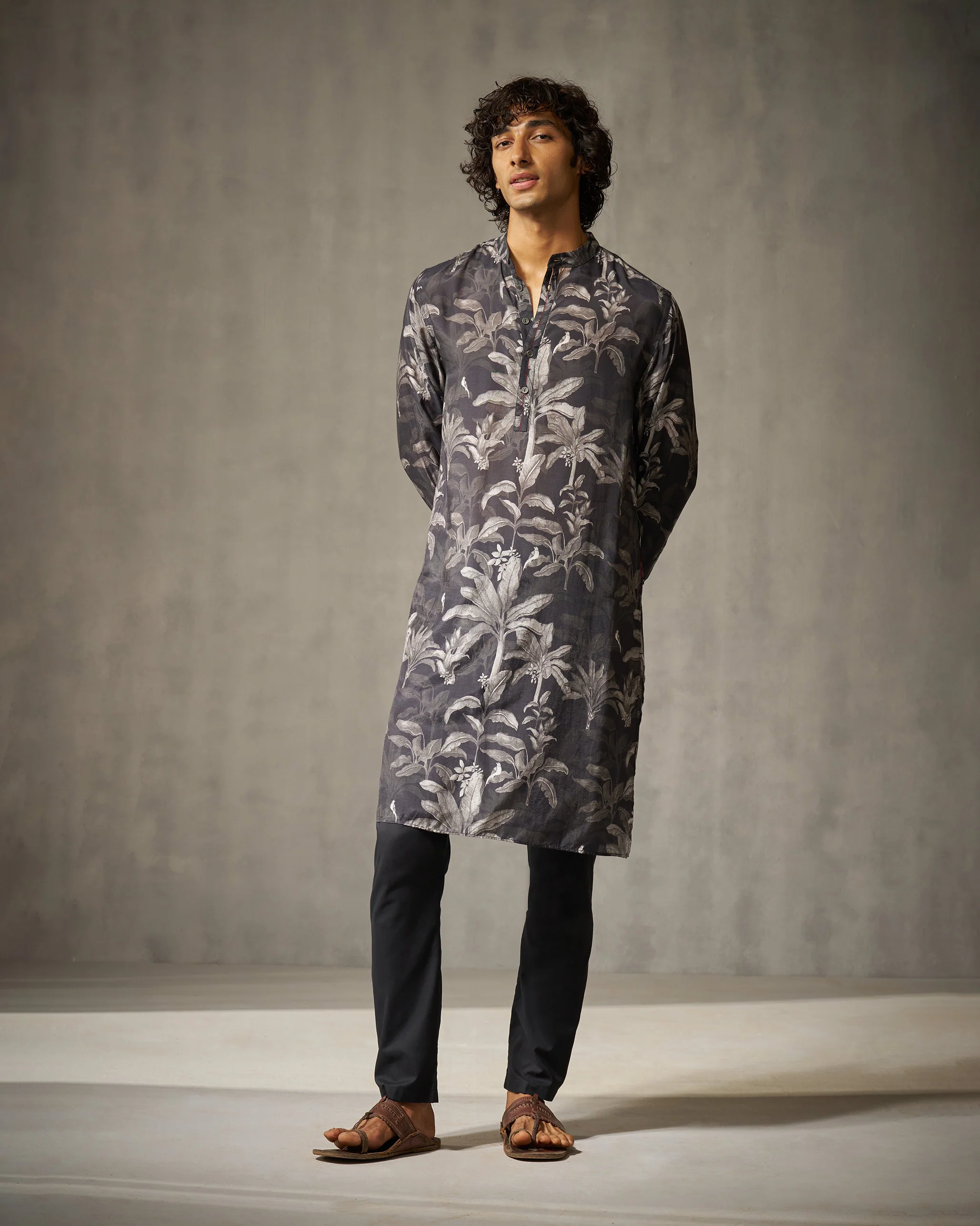 Astral Kurta - Black & Grey Print - Image 7