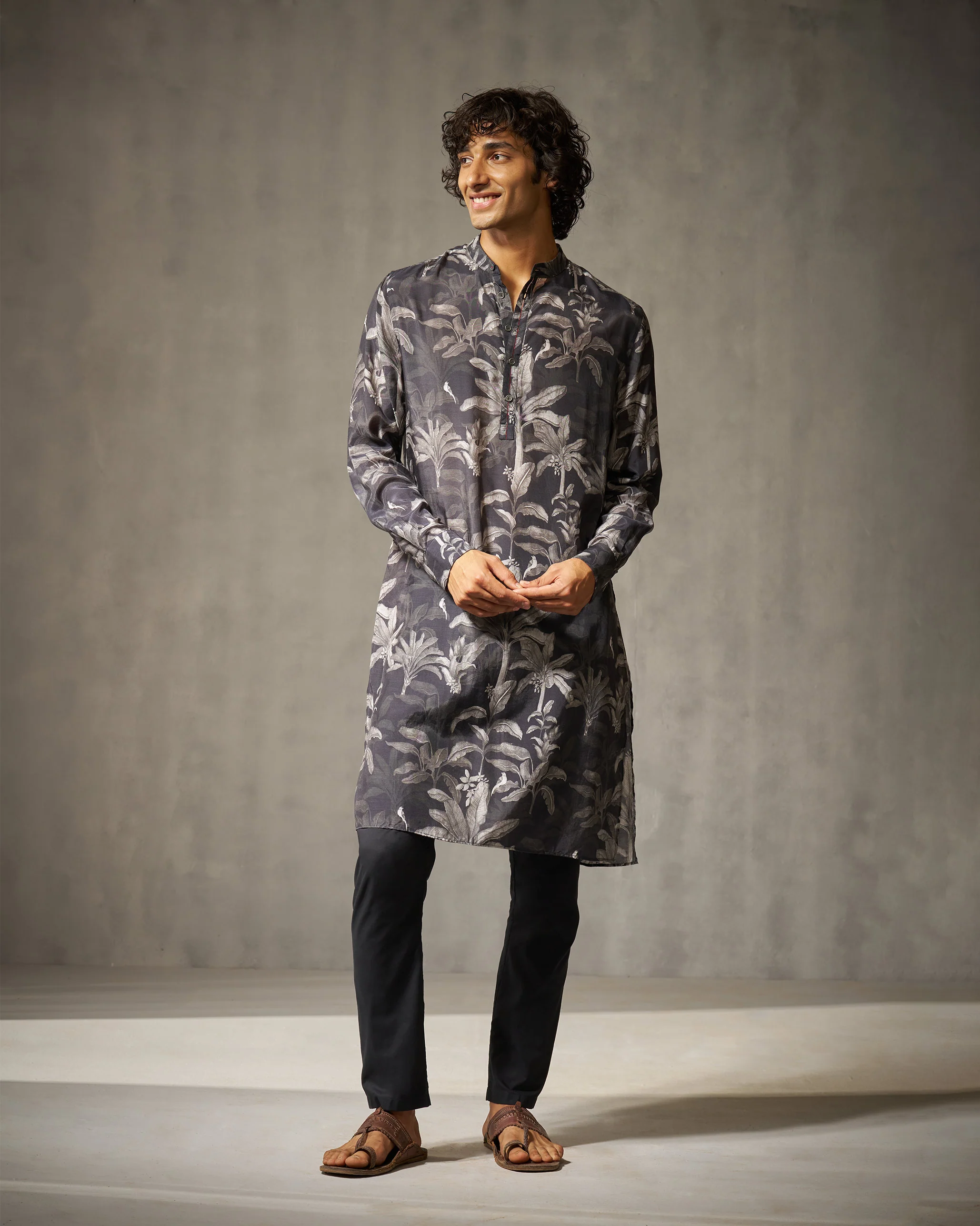 Astral Kurta - Black & Grey Print - Image 8