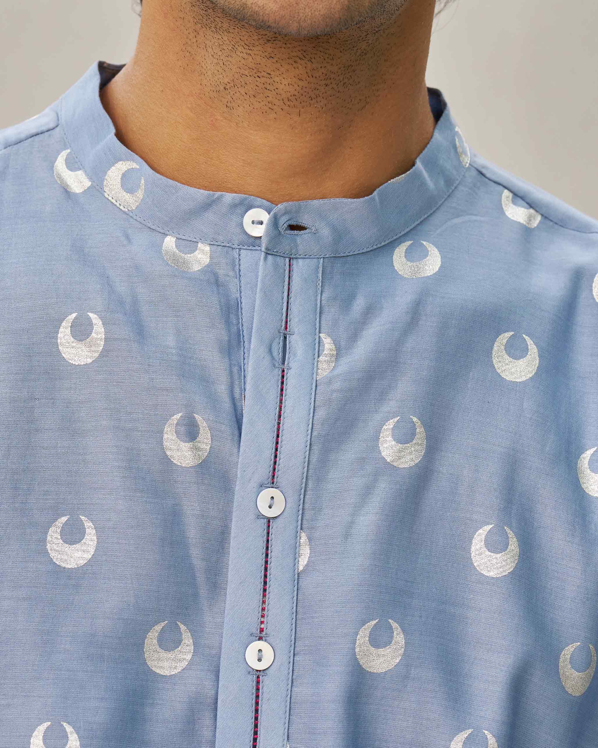 Astral Kurta - Blue & Silver - Image 3