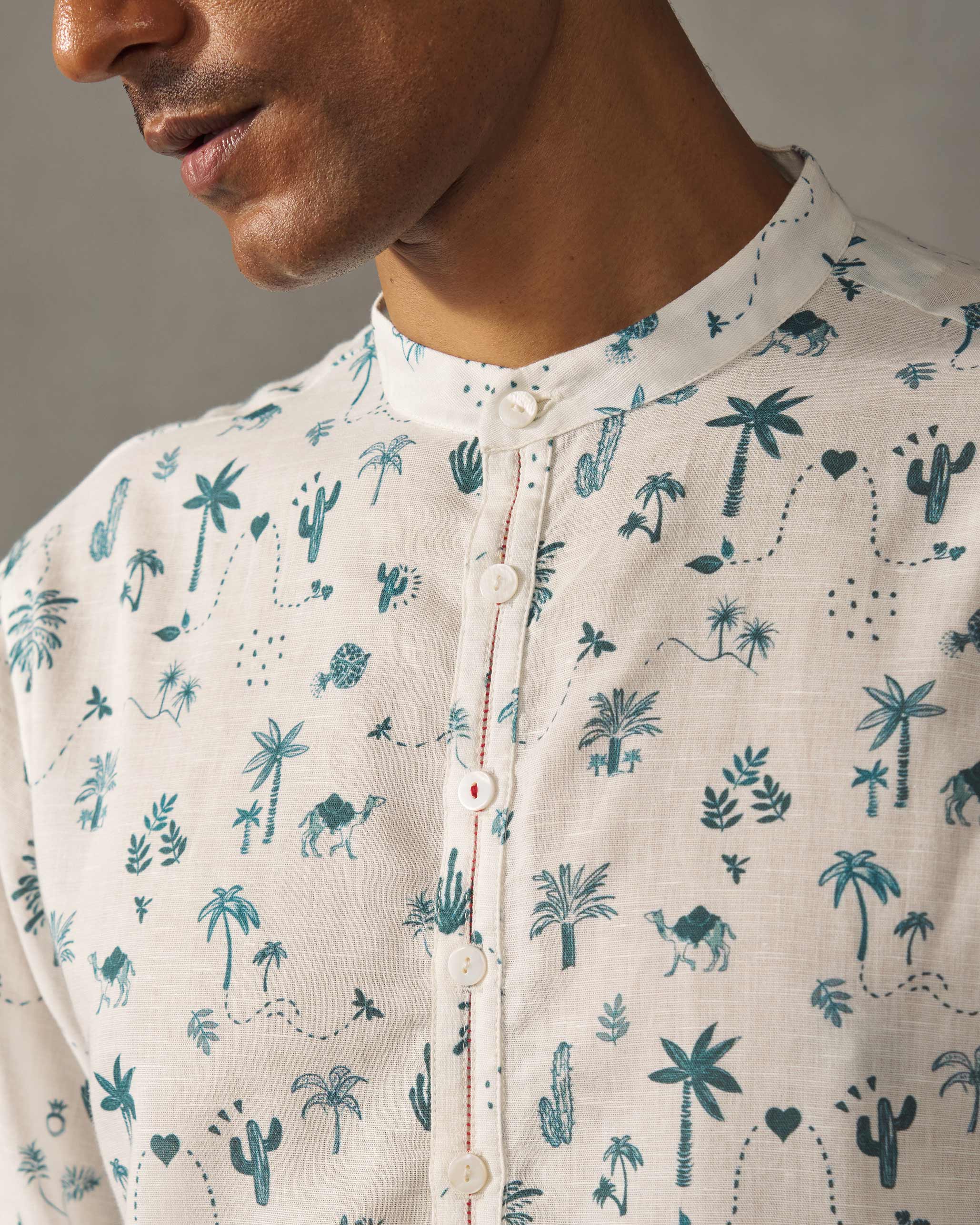 Astral Kurta - Blue & White Print - Image 3