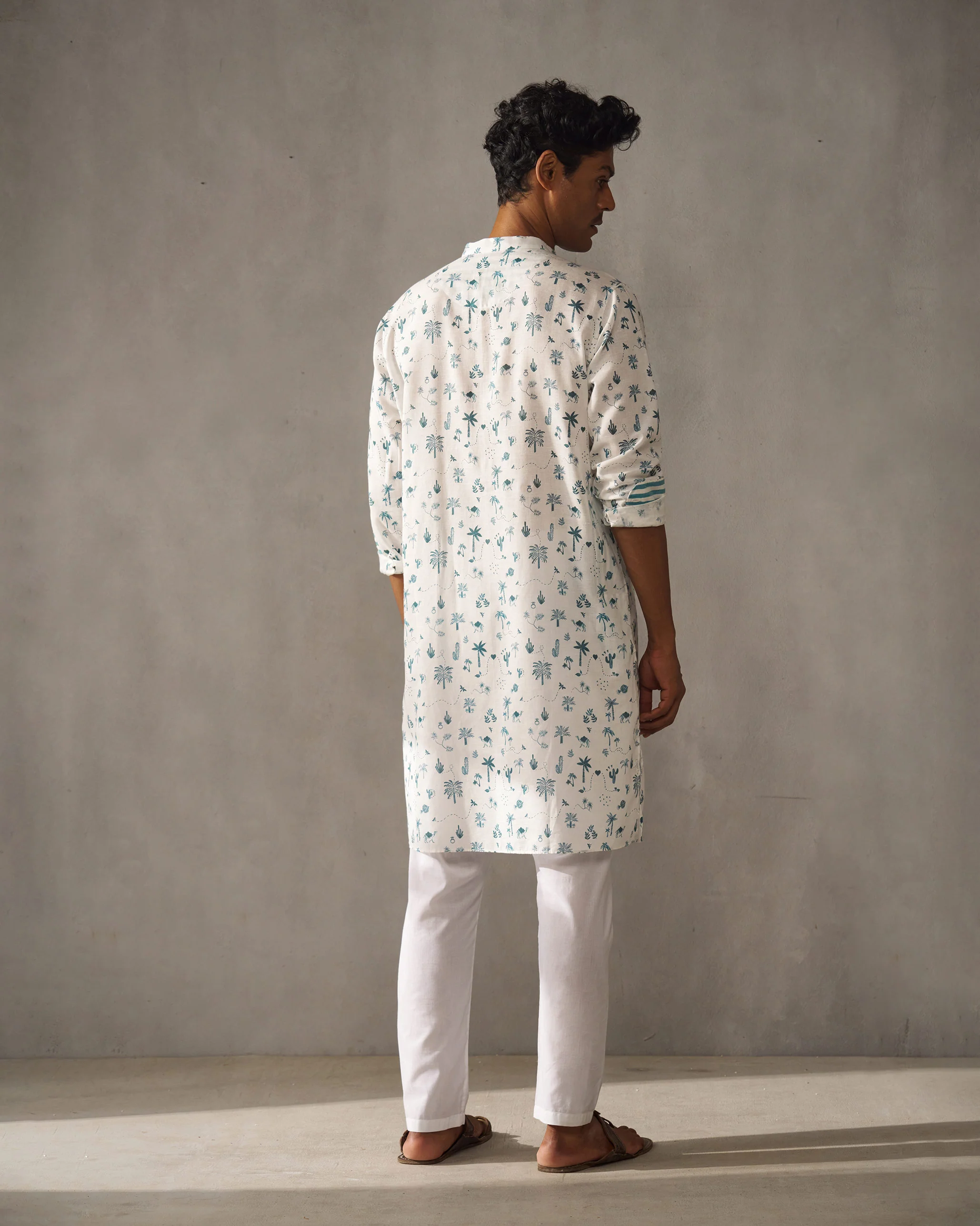Astral Kurta - Blue & White Print - Image 5