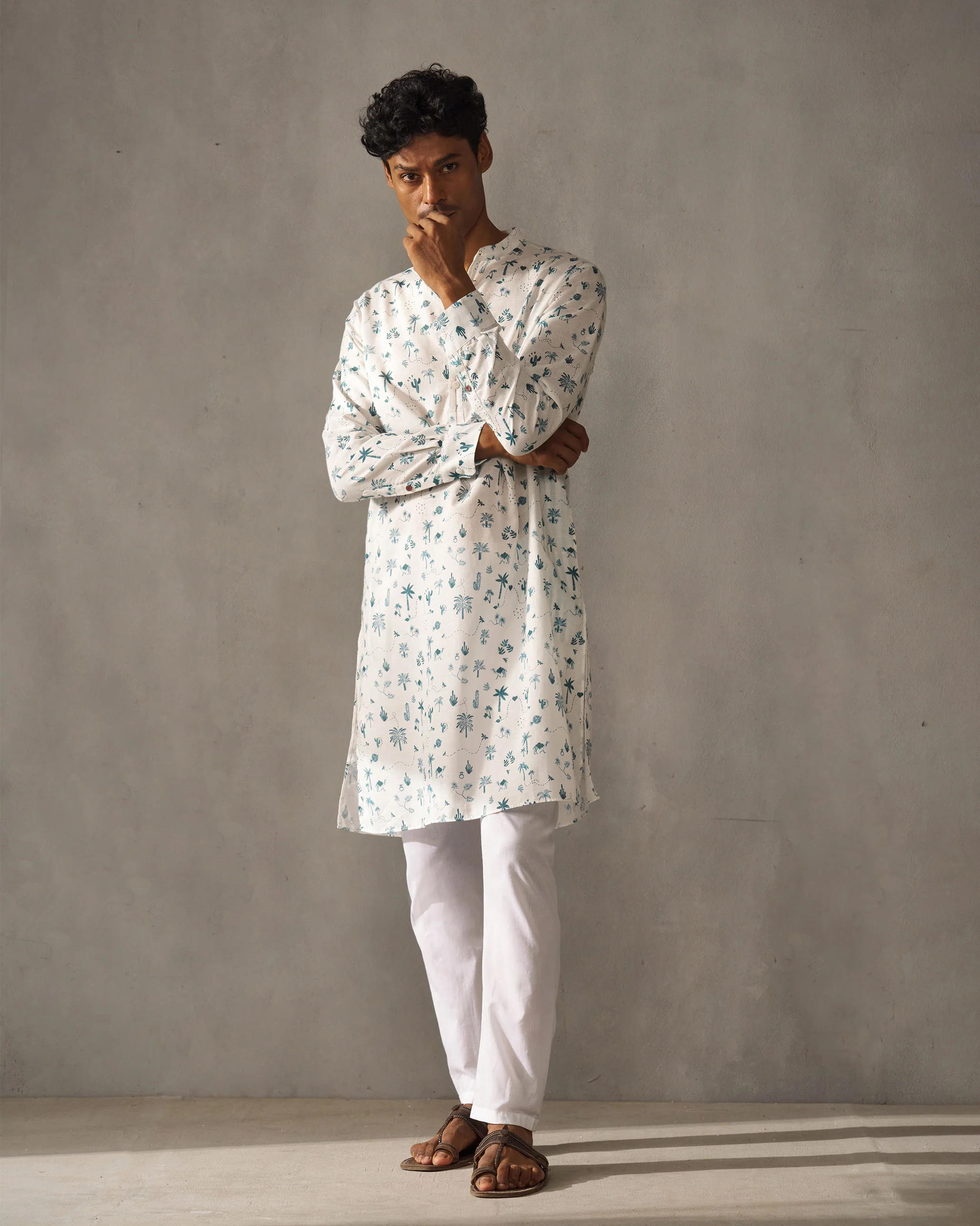 Astral Kurta - Blue & White Print - Image 6