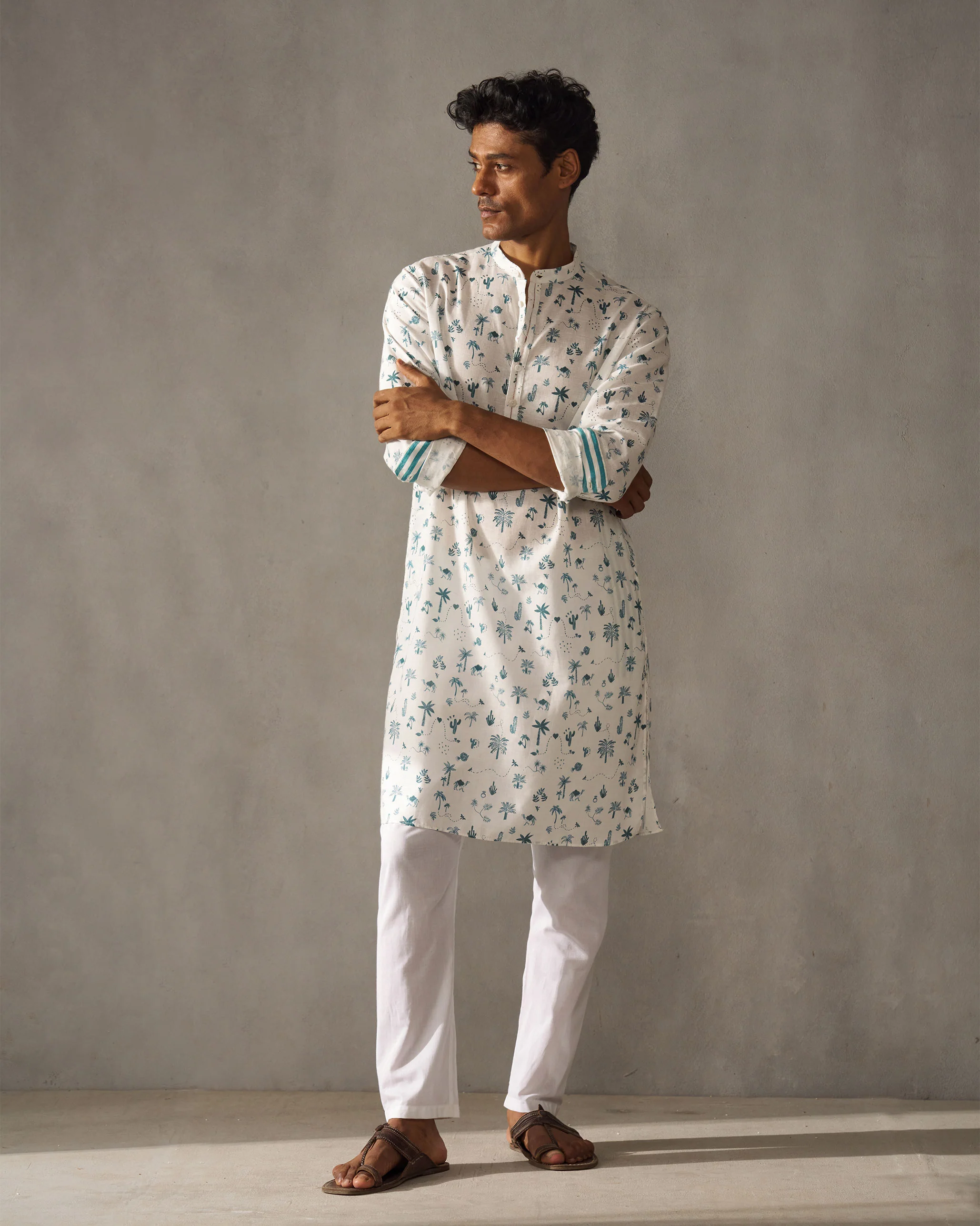 Astral Kurta - Blue & White Print - Image 7