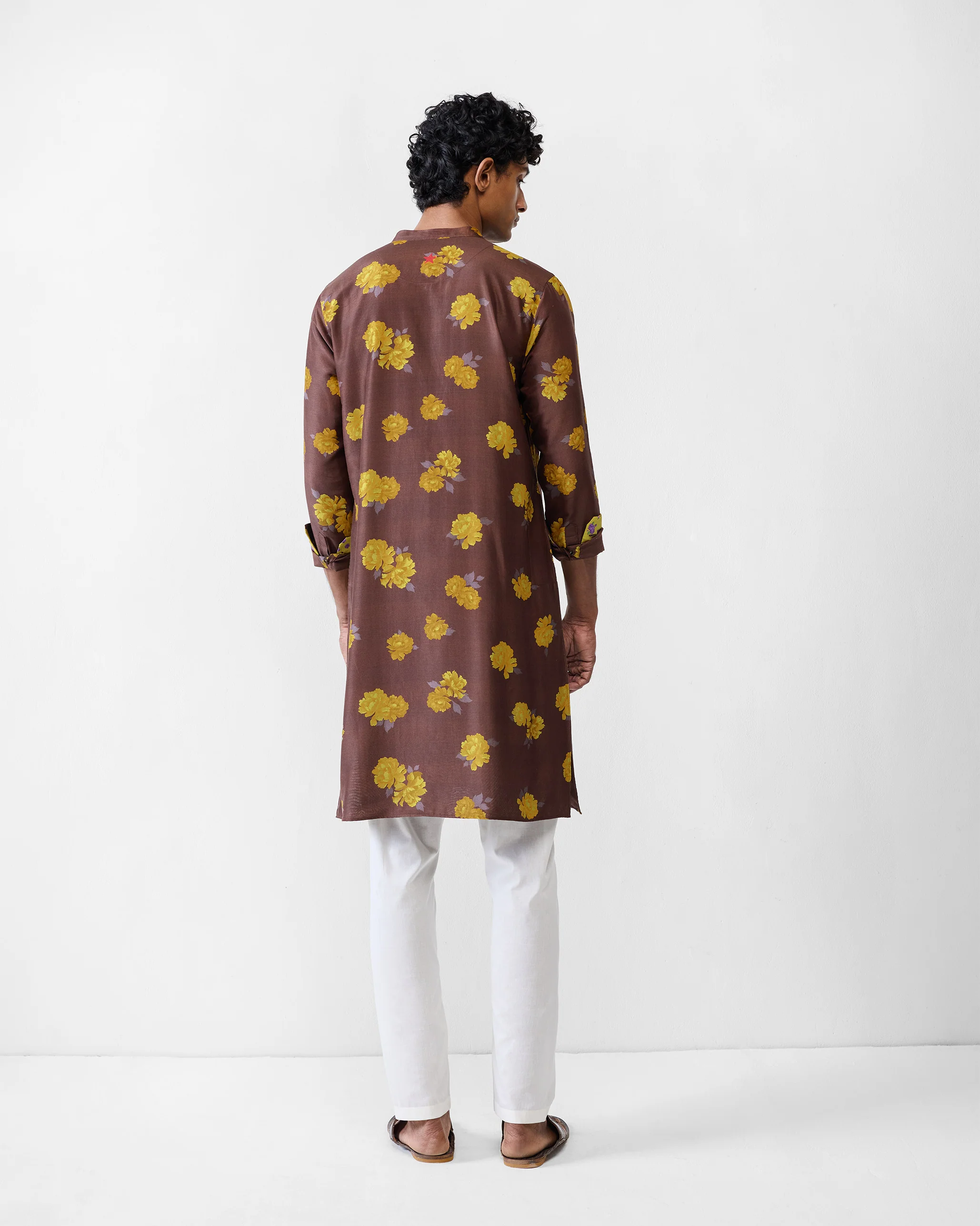 Astral Kurta - Brown & Chartreuse Printed - Image 3