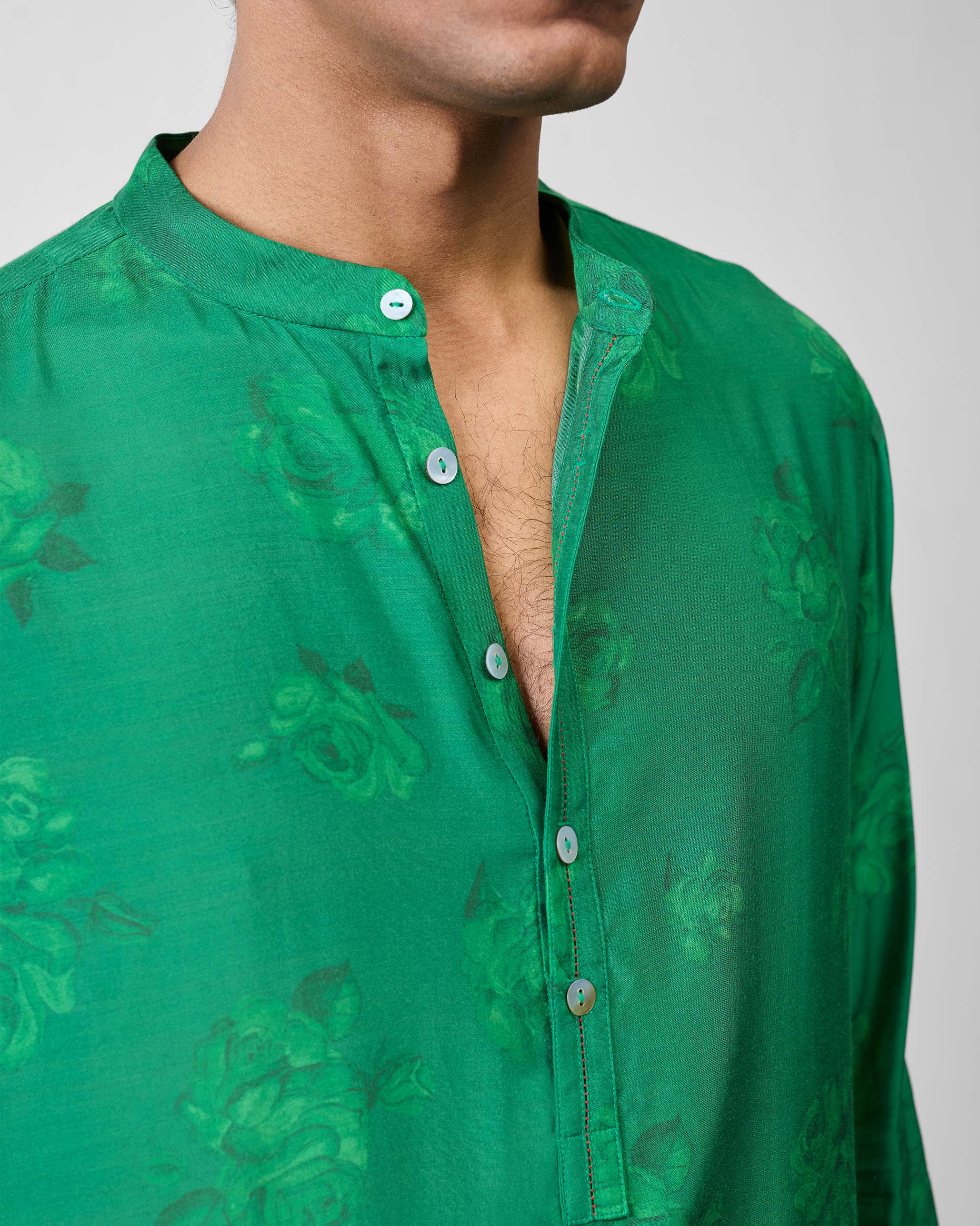 Astral Kurta - Emerald Green Printed - Image 3