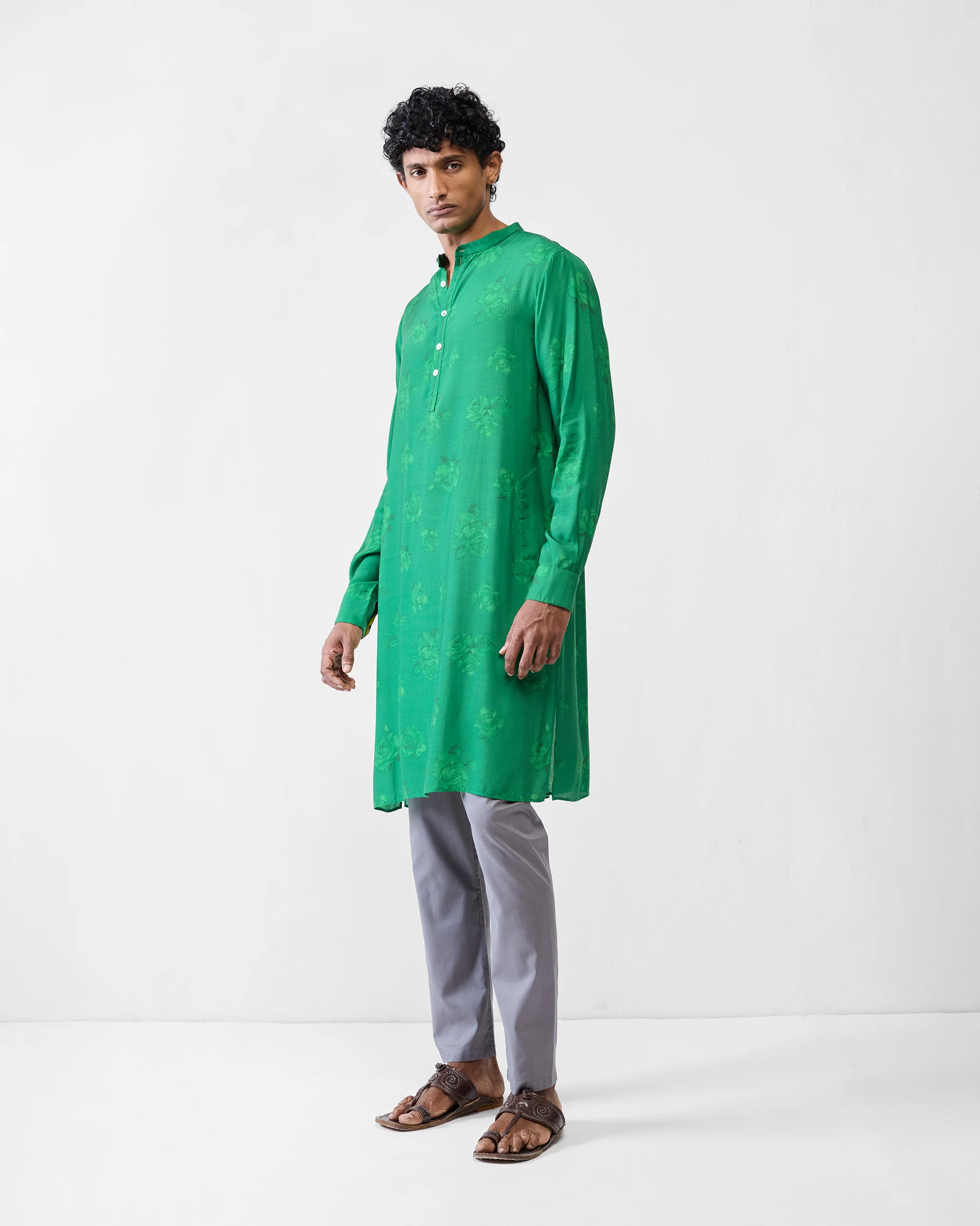 Astral Kurta - Emerald Green Printed - Image 5