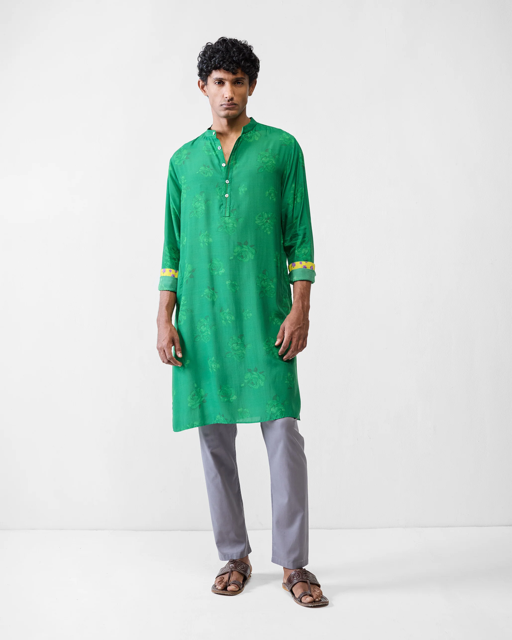 Astral Kurta - Emerald Green Printed - Image 6
