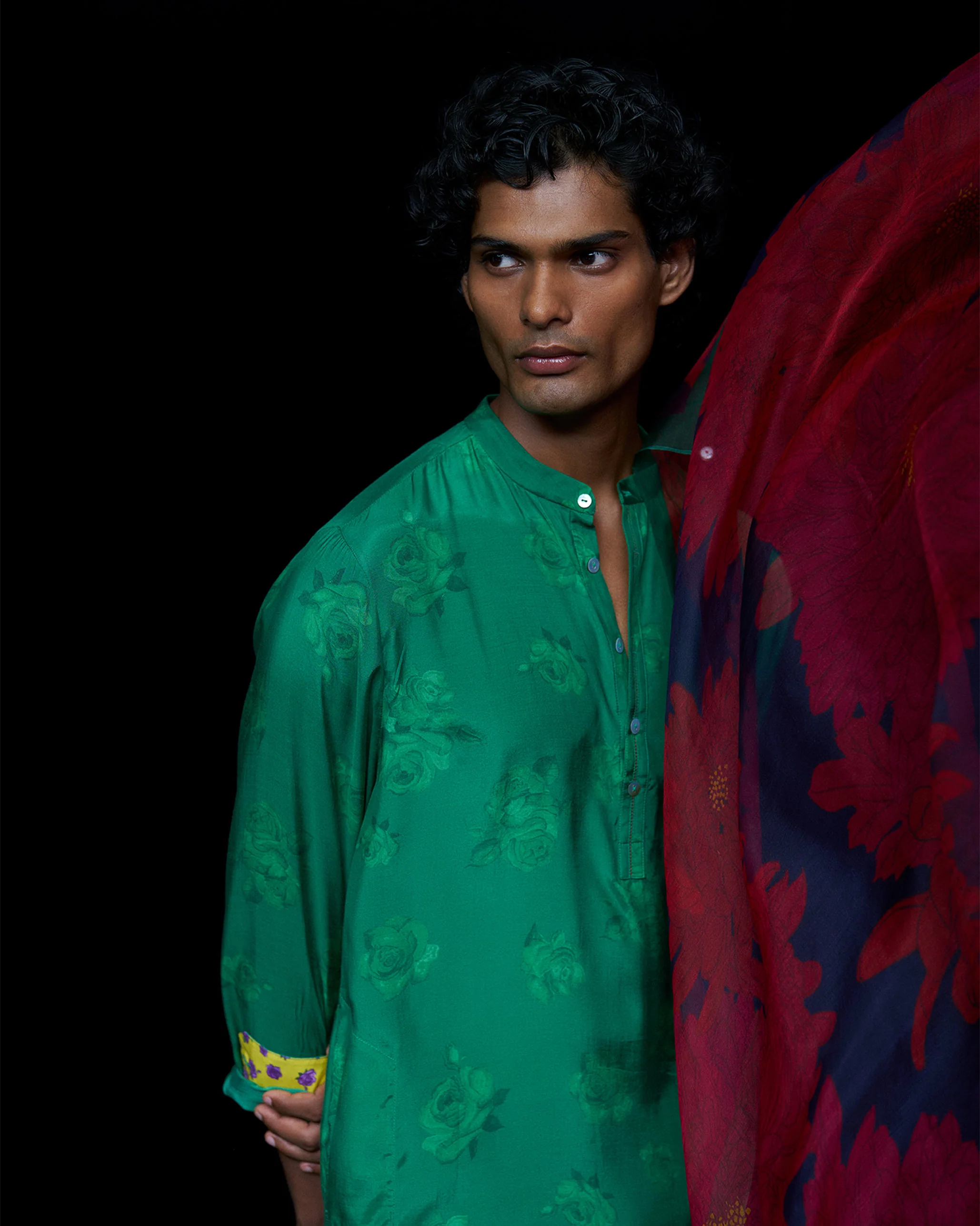 Astral Kurta - Emerald Green Printed - Image 7