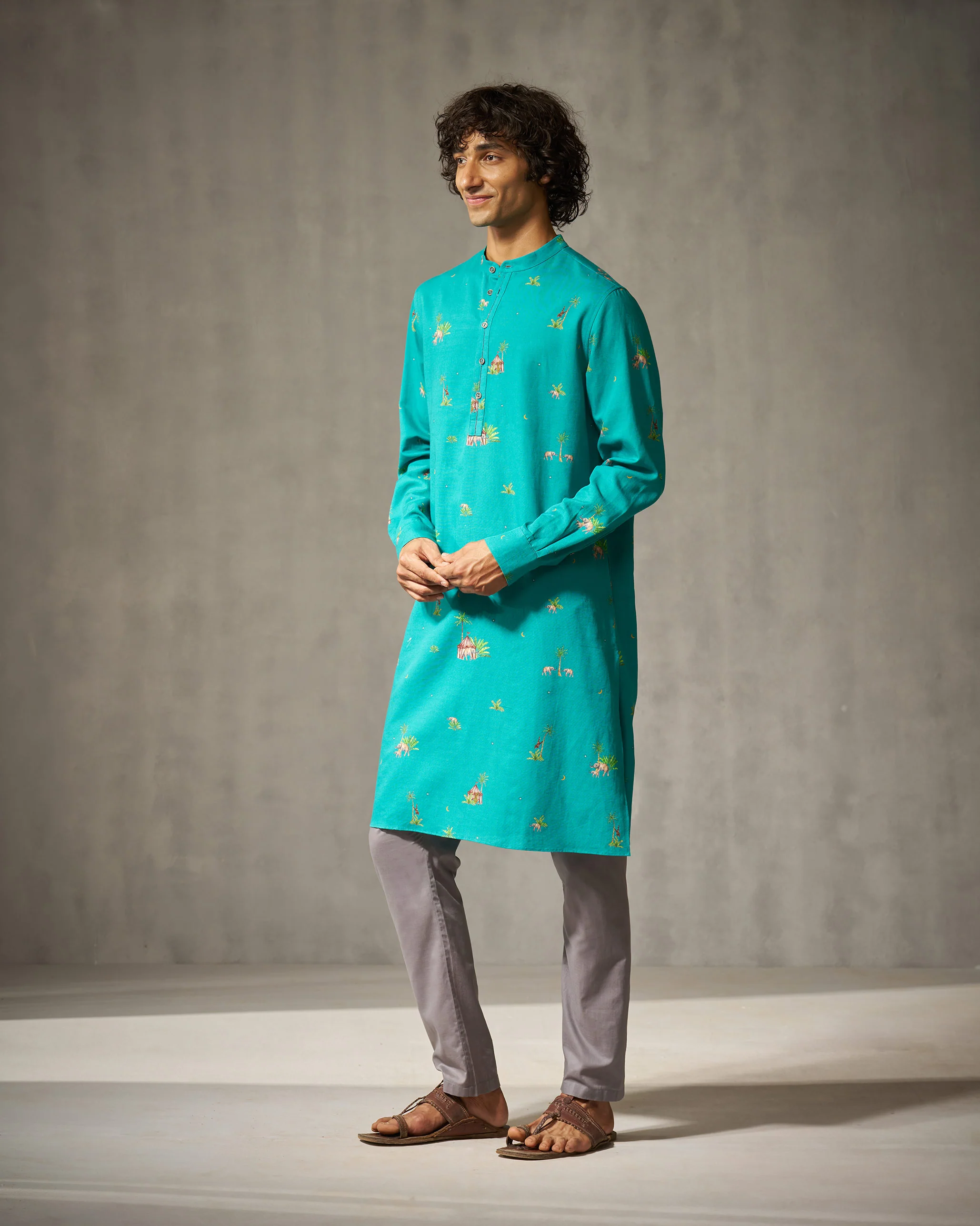Astral Kurta - Green Print - Image 5