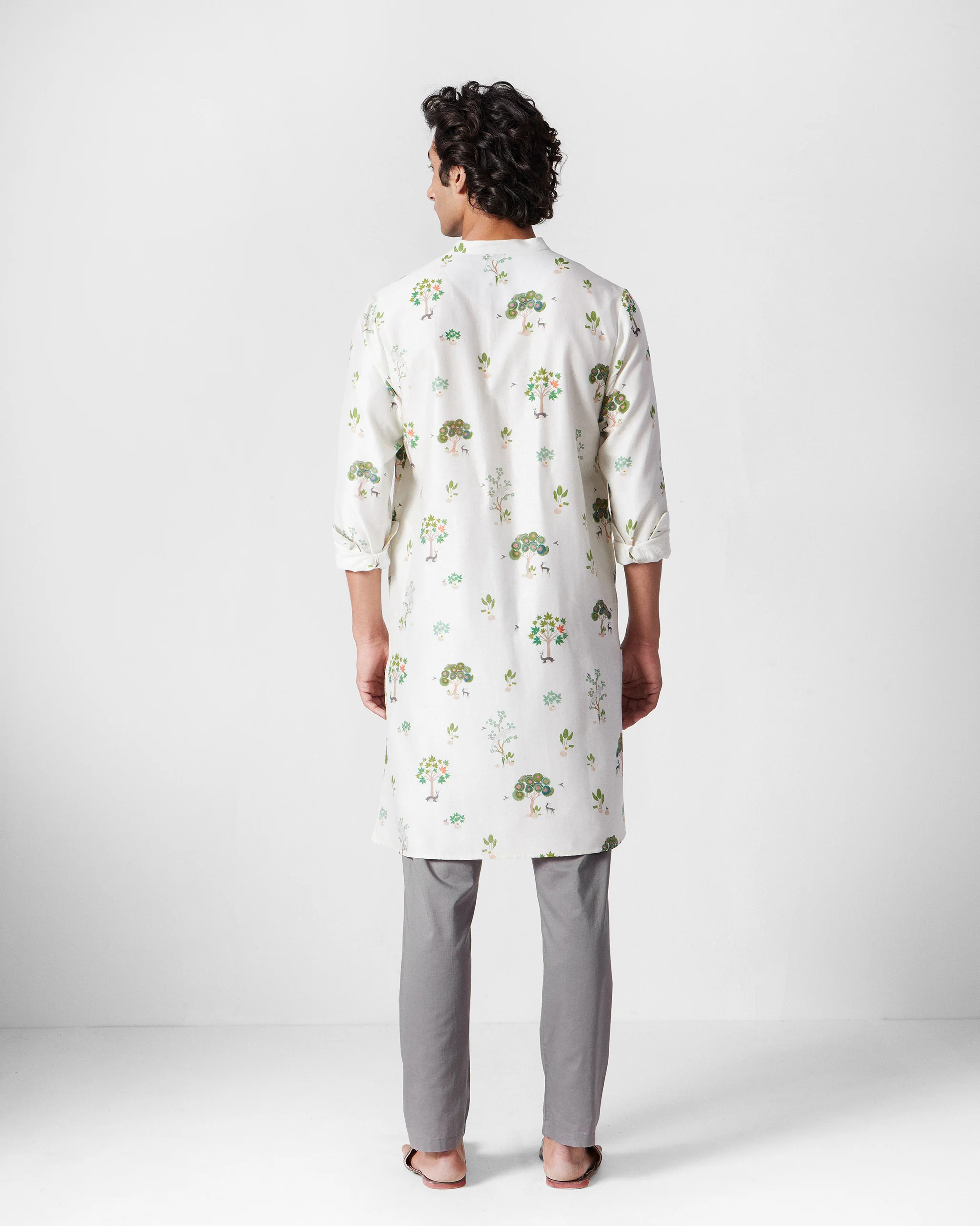 Astral Kurta - Ivory & Green Printed - Image 5