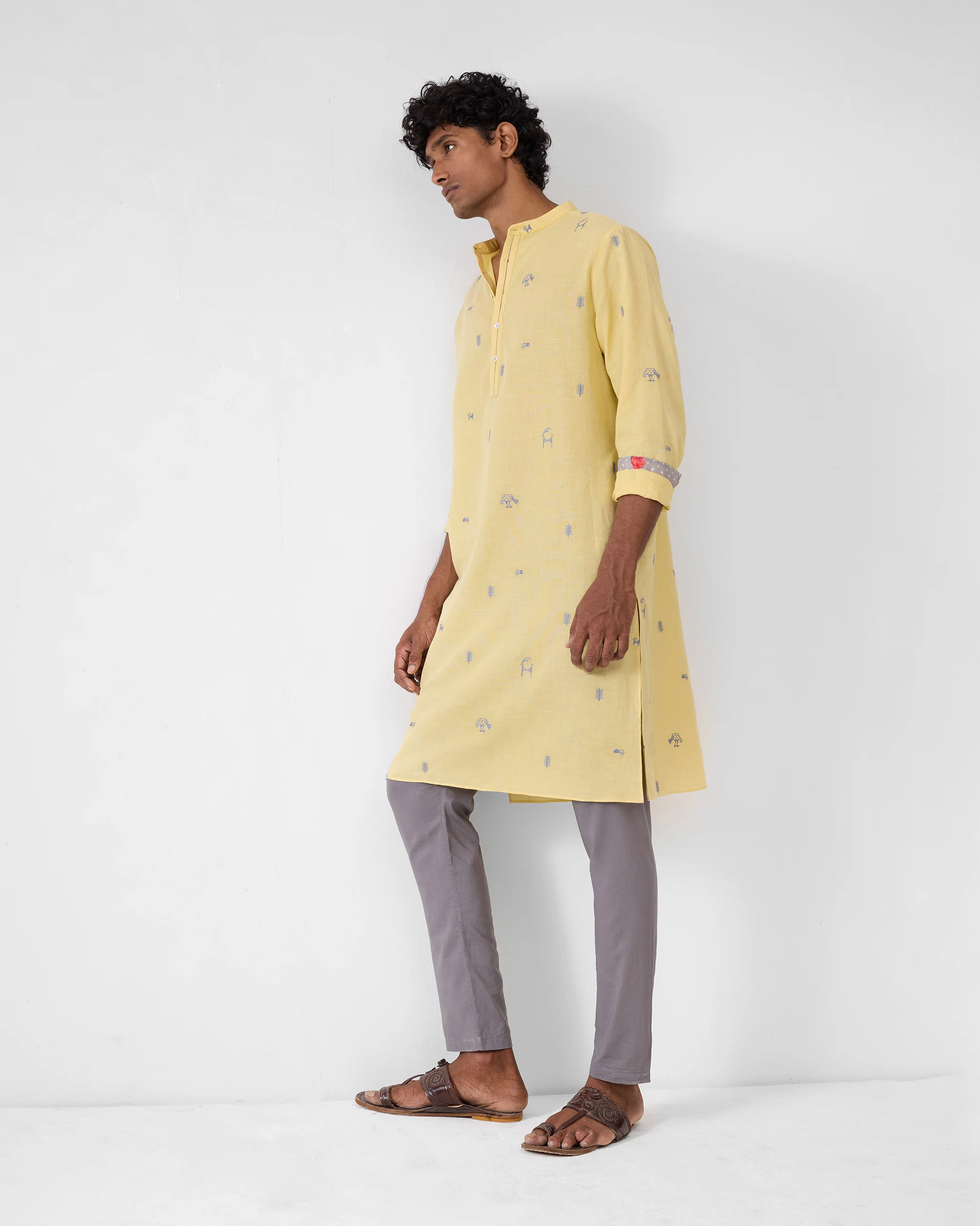 Astral Kurta - Light Yellow Embroidered - Image 2