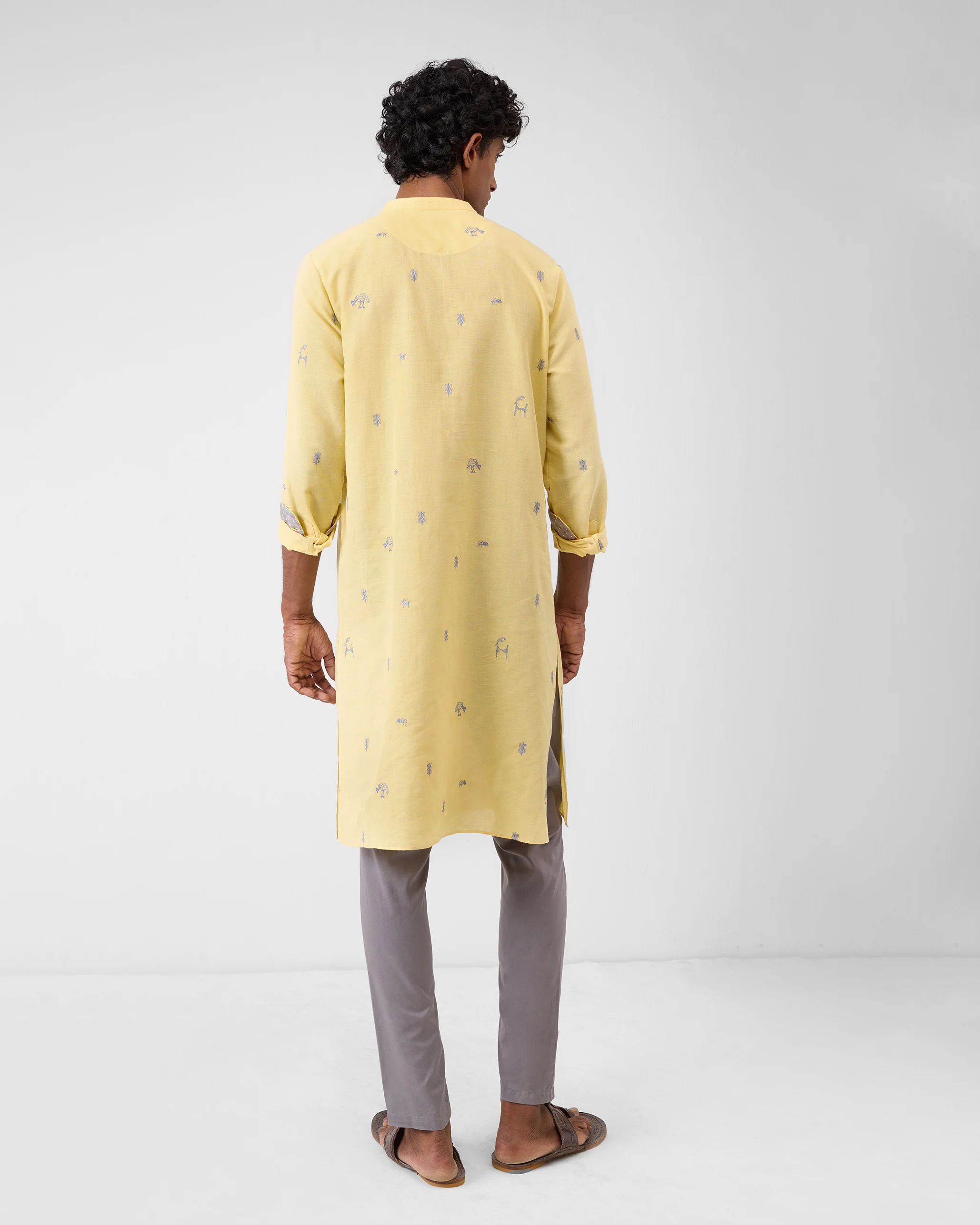 Astral Kurta - Light Yellow Embroidered - Image 3