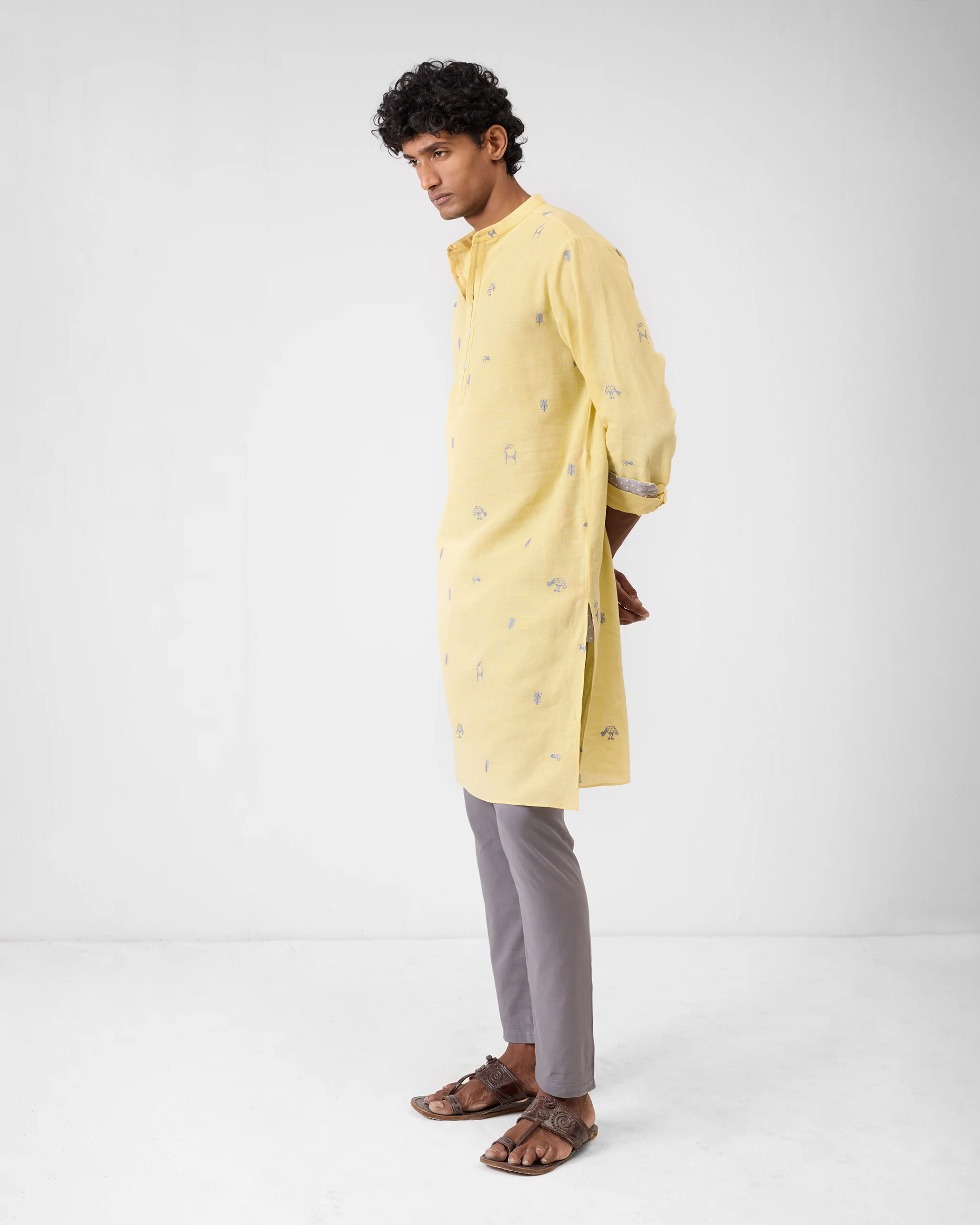 Astral Kurta - Light Yellow Embroidered - Image 4